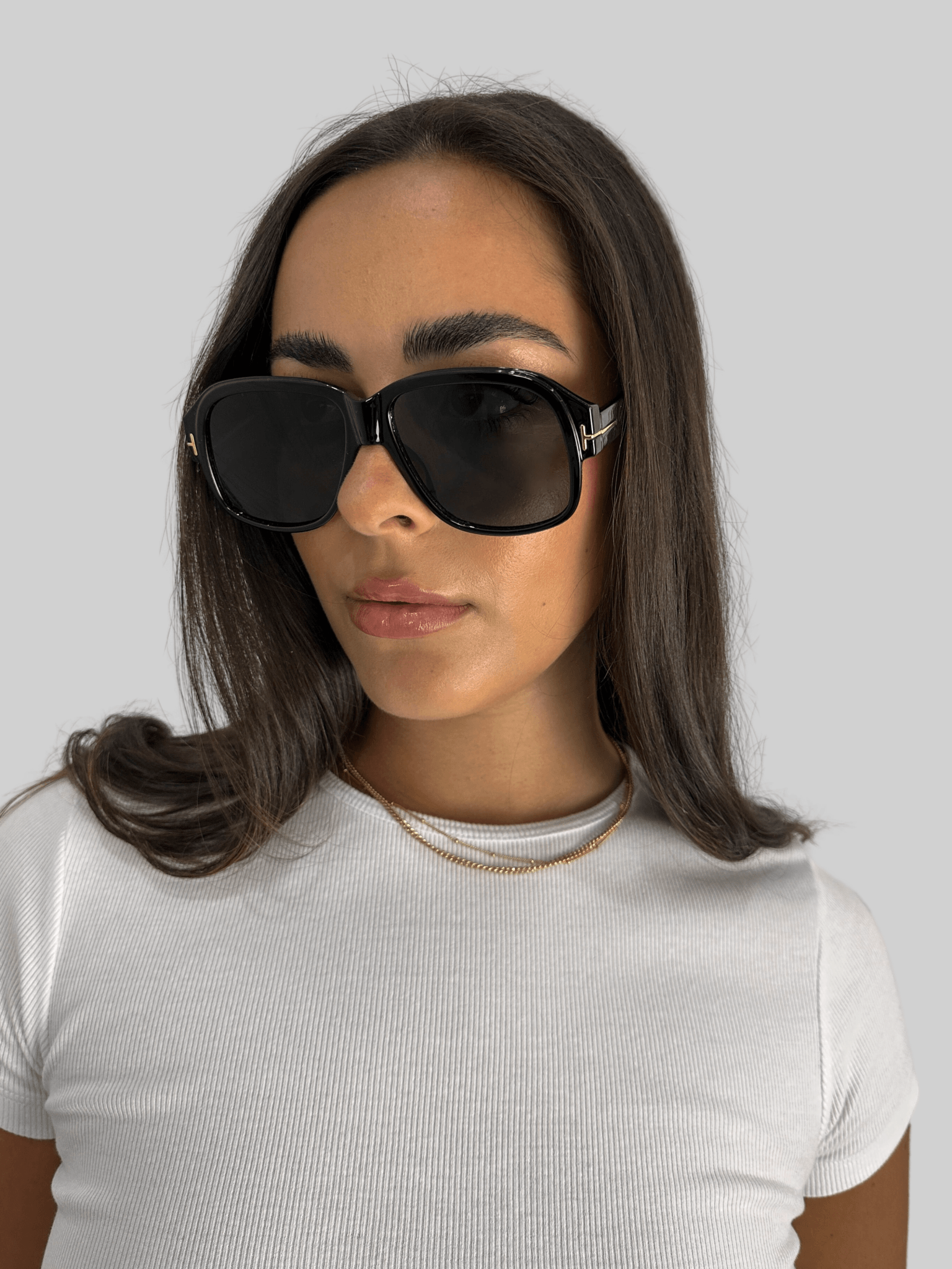 Women's Black Oversized Gold Detail Aviator Sunglasses