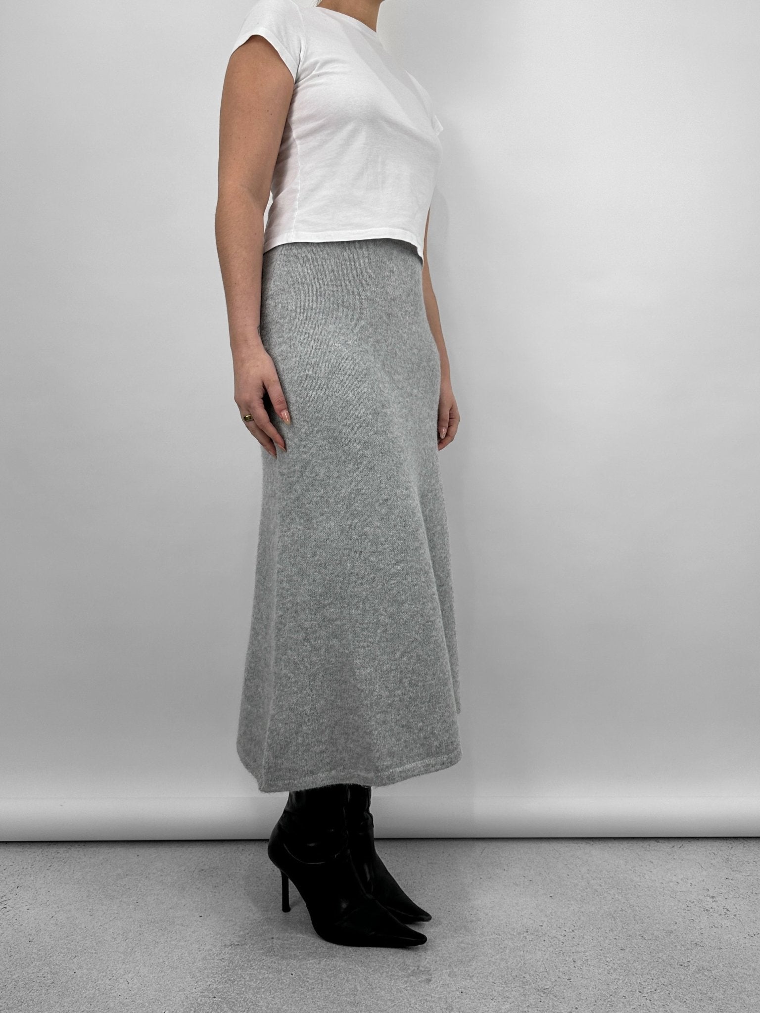 A - Line Knit Midi Skirt - Vamp Official