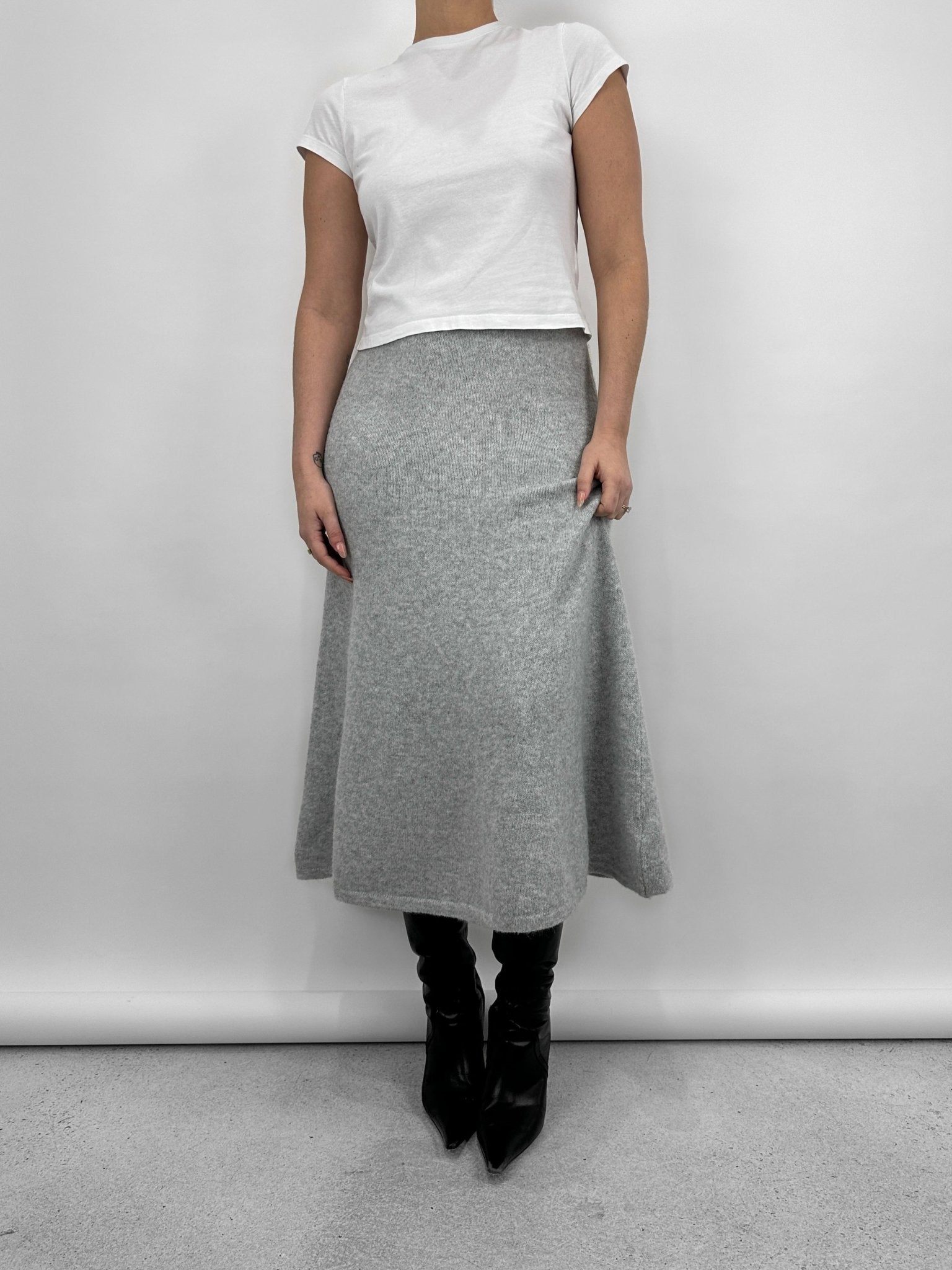 A - Line Knit Midi Skirt - Vamp Official