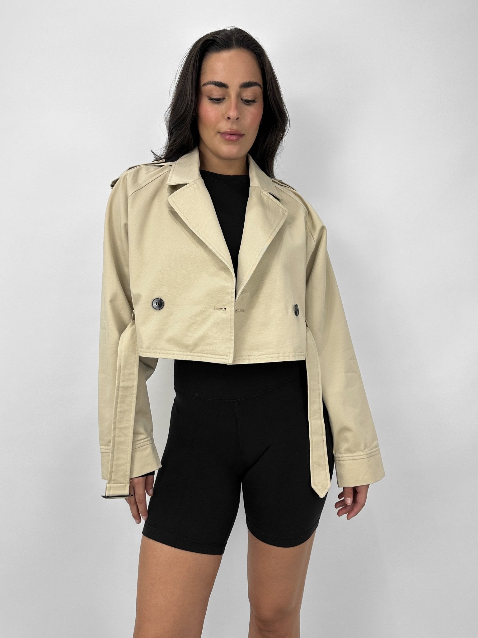 Belted Cropped Trench Coat - Vamp Official