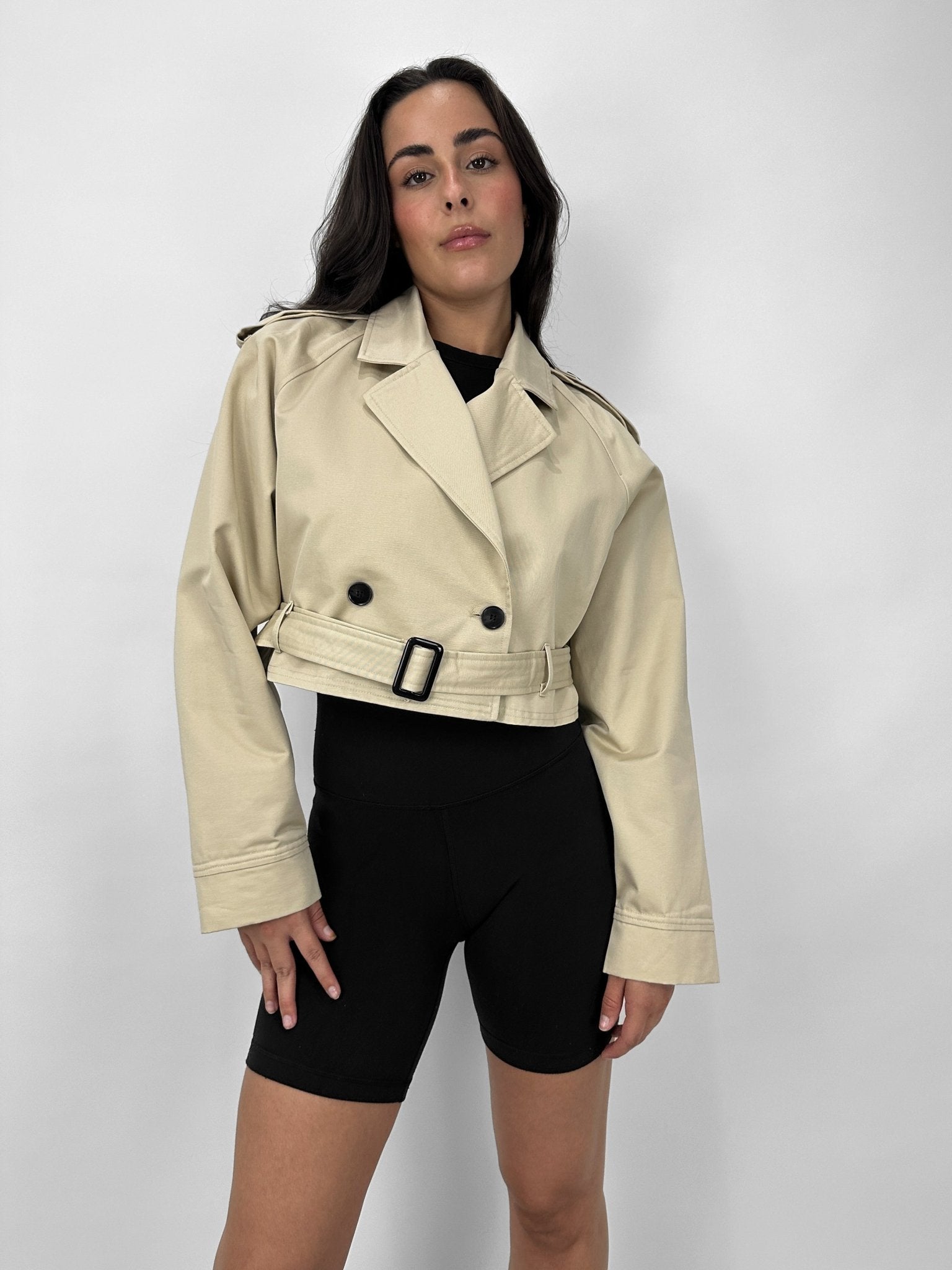 Belted Cropped Trench Coat - Vamp Official