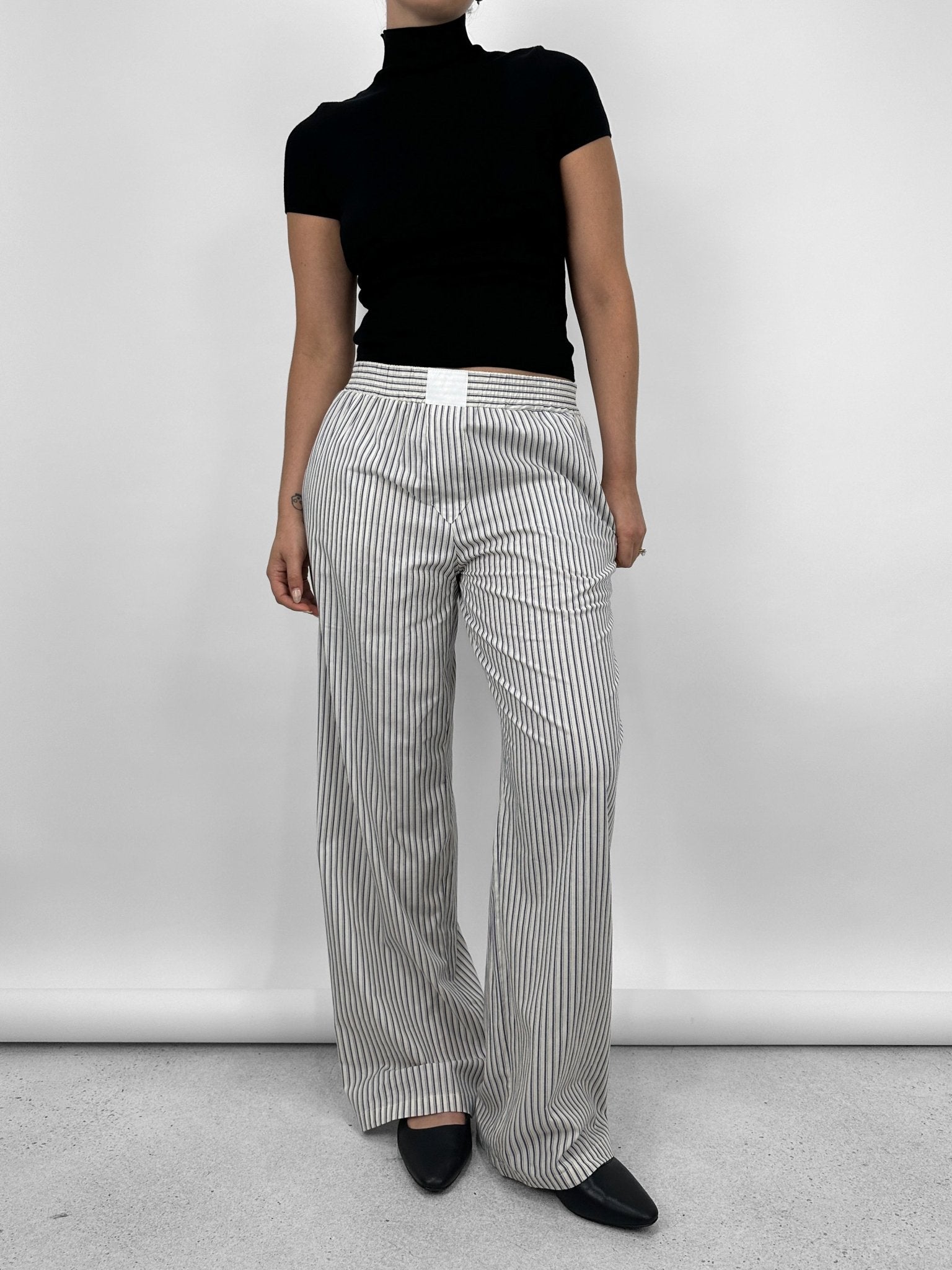 Boxer Style Pinstripe Trousers - Vamp Official