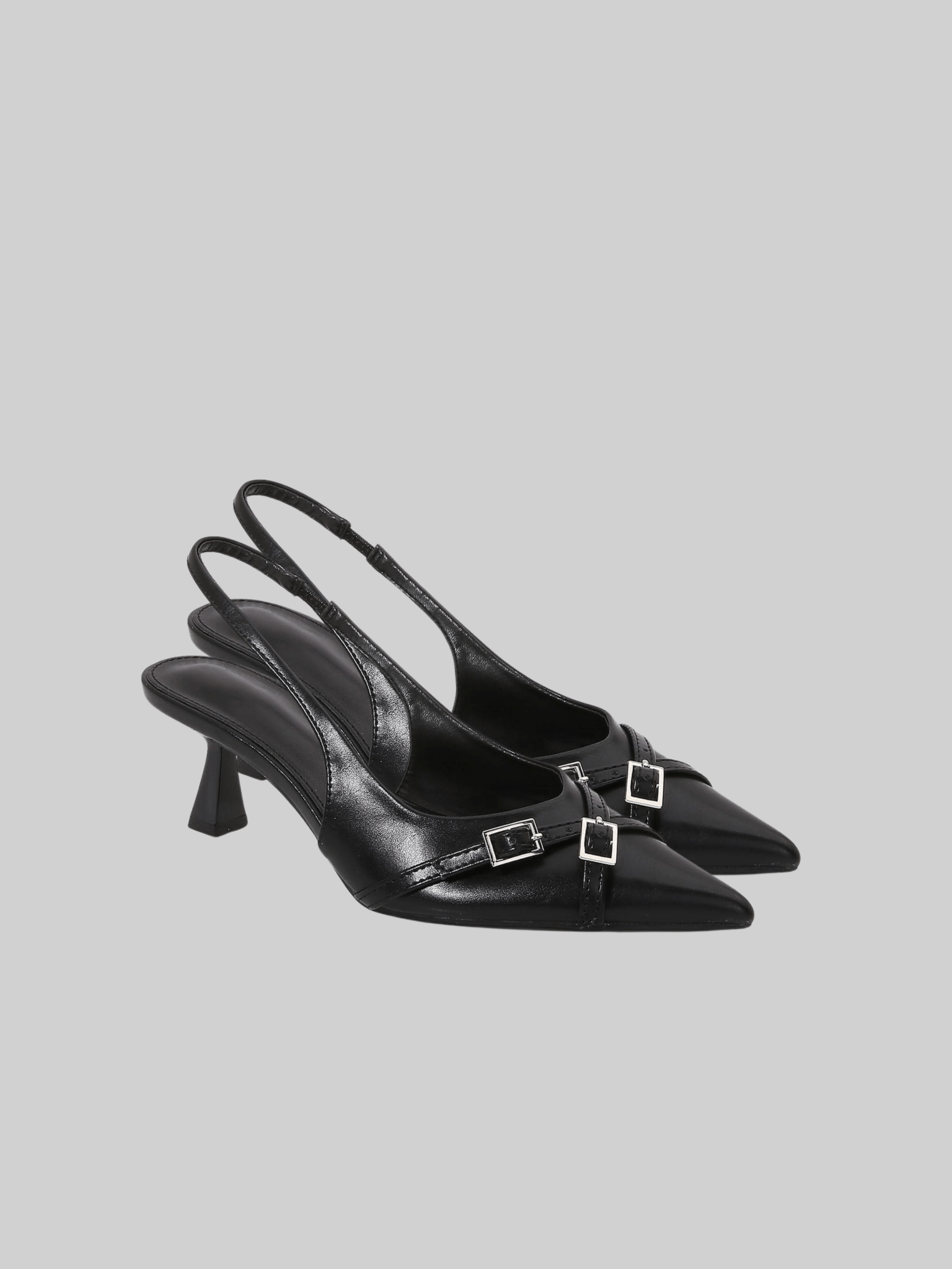 Buckle Slingback Pointed Toe Heels - Vamp Official