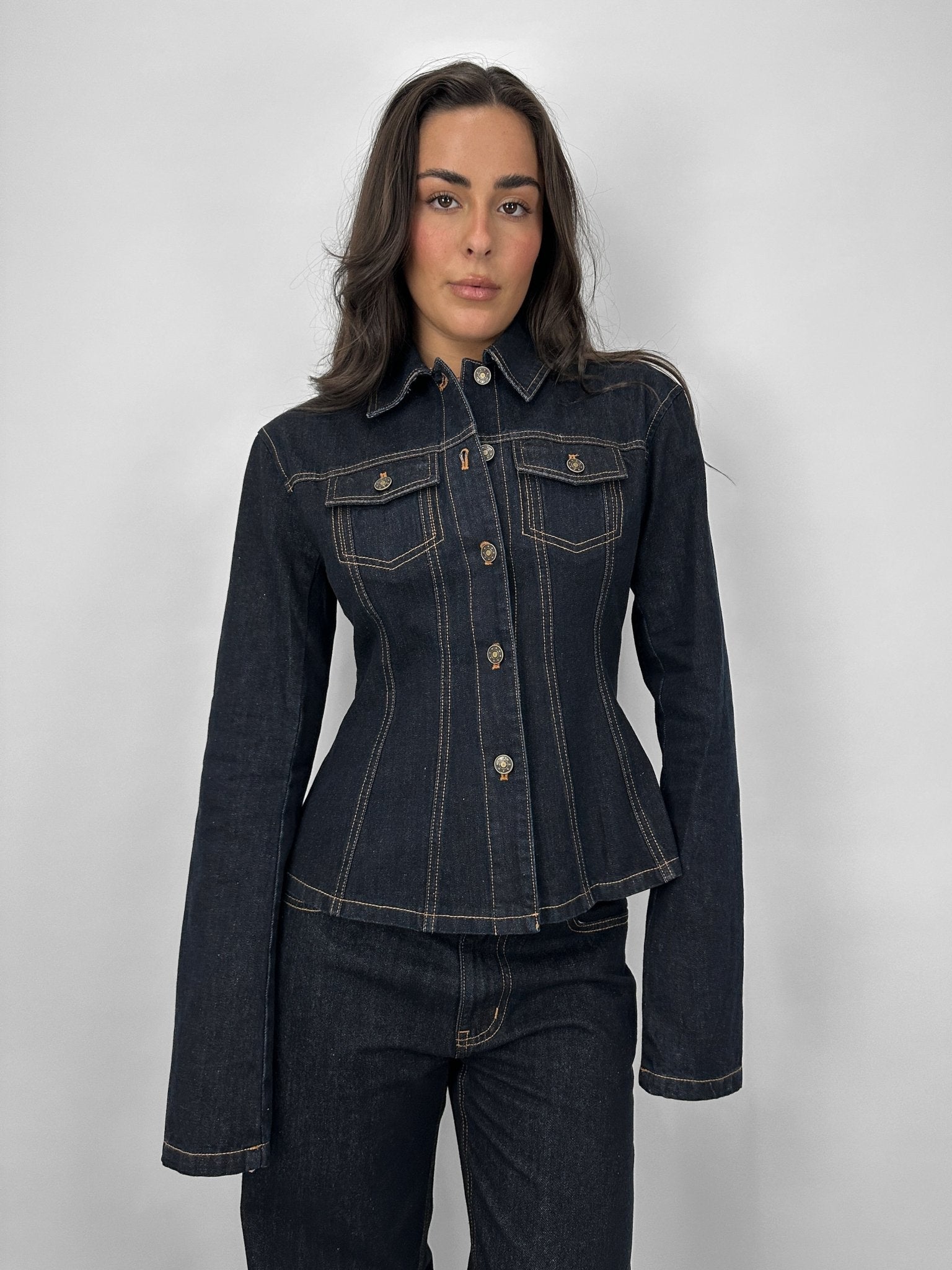 Button Down Hourglass Denim Jacket - Vamp Official