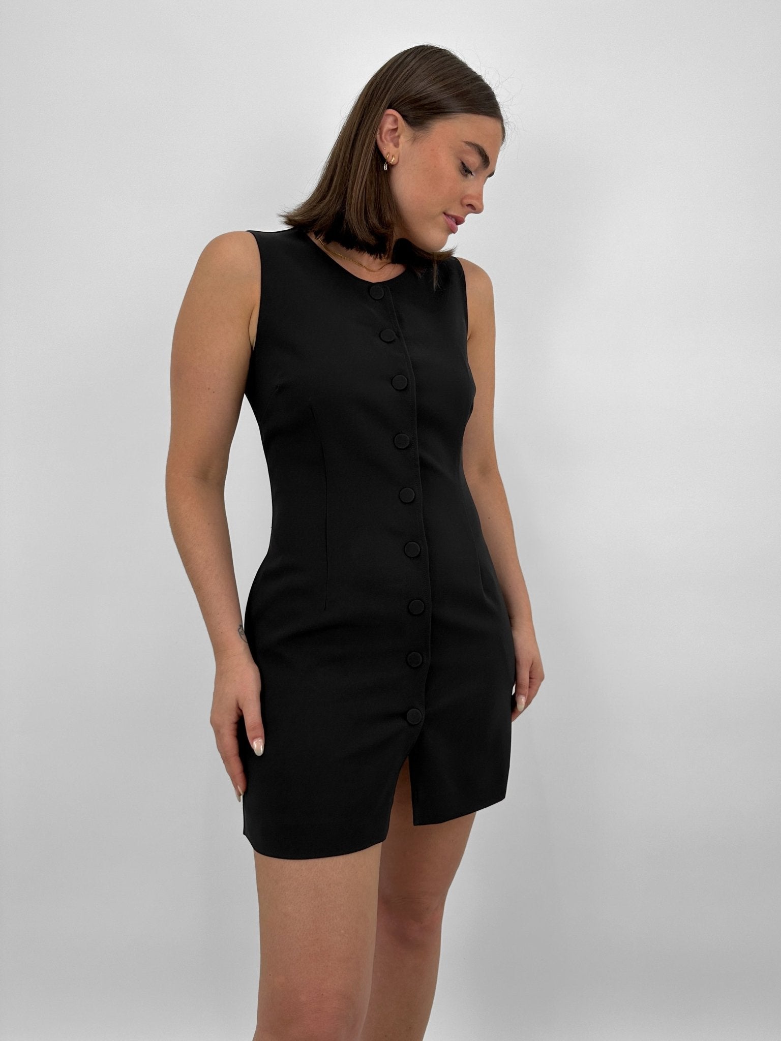 Button Down Vest Mini Dress - Vamp Official