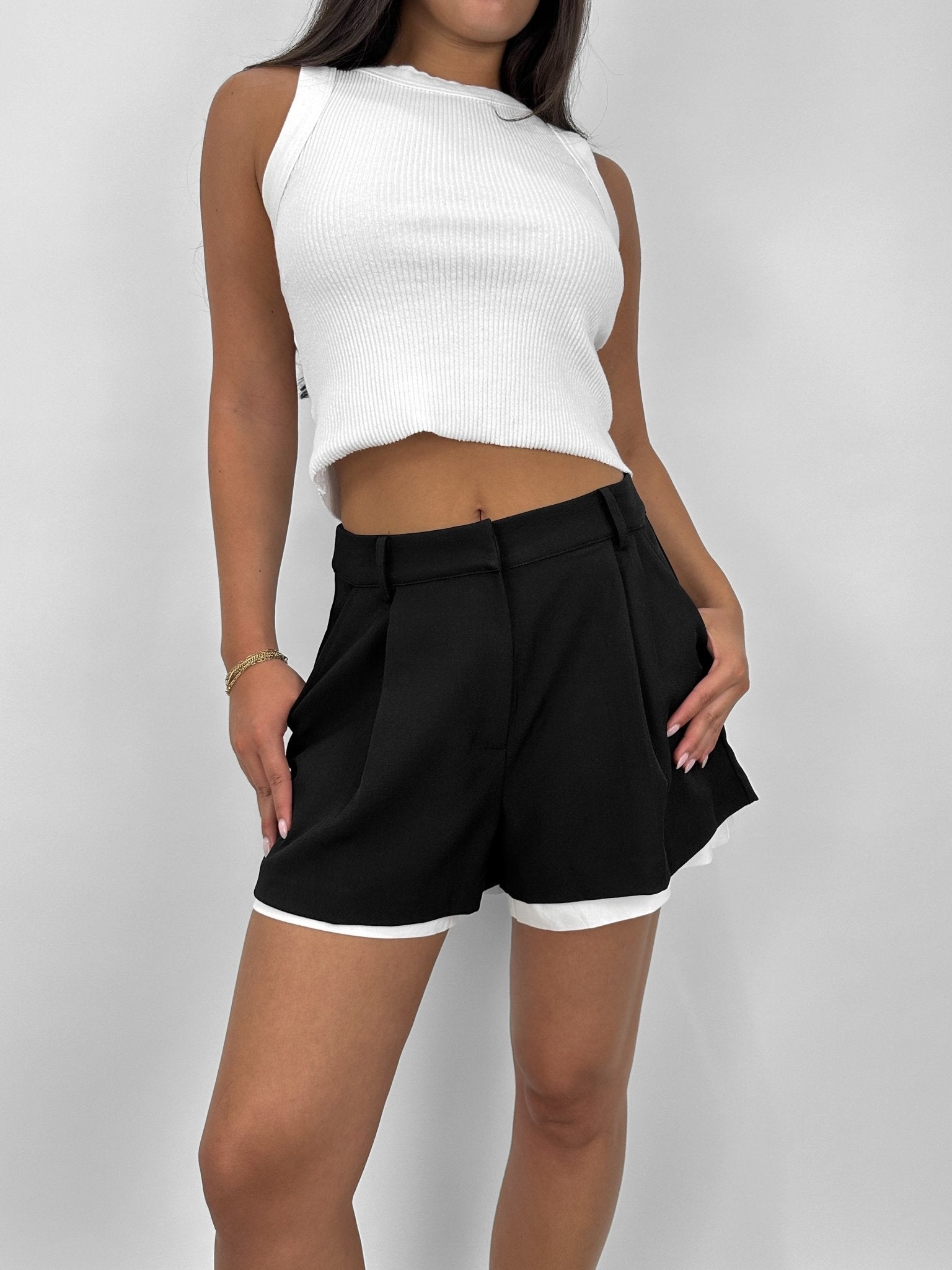 Contrast Poplin Lined Trouser Shorts - Vamp Official