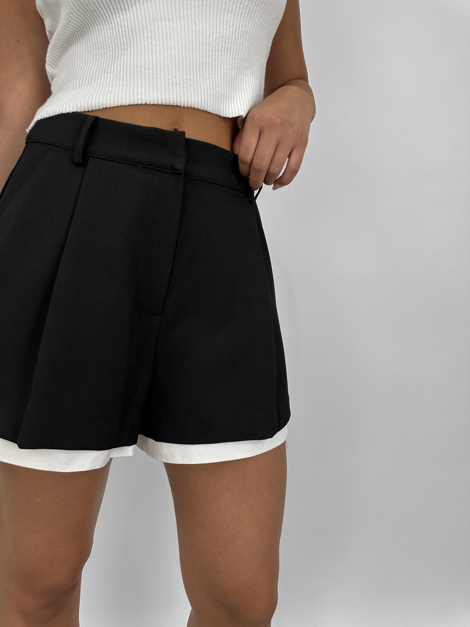 Contrast Poplin Lined Trouser Shorts - Vamp Official