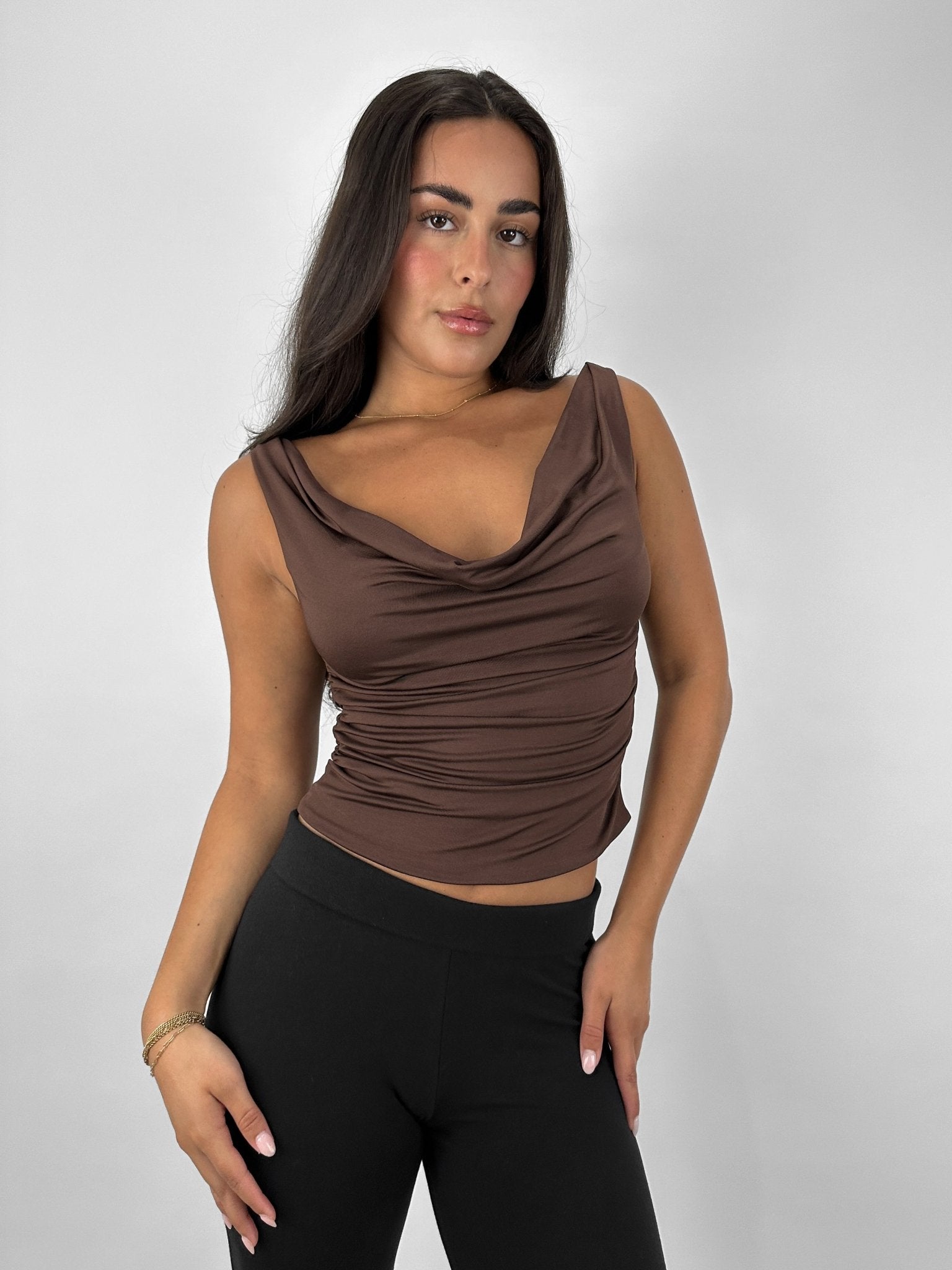 Cowl Neck Slinky Tank - Vamp Official