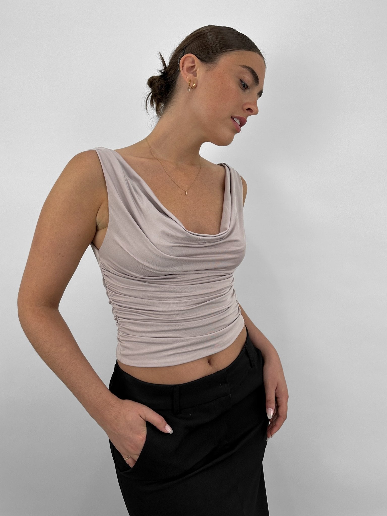 Cowl Neck Slinky Tank - Vamp Official