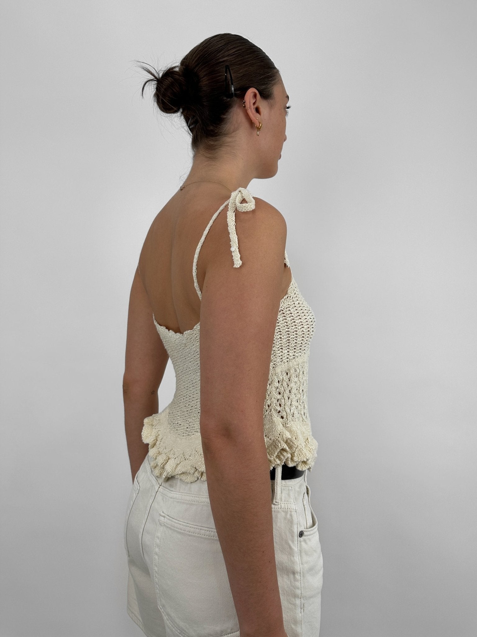 Crochet Knit Ruffle Hem Tank - Vamp Official