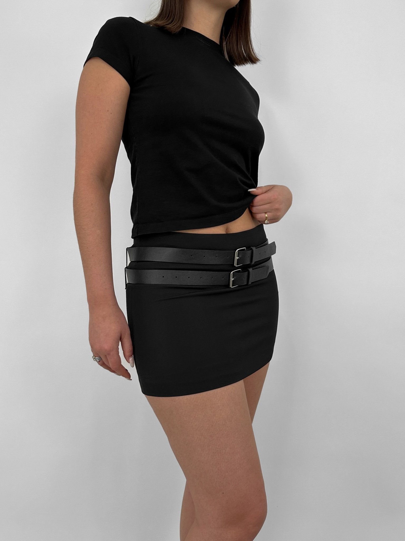 Double Buckle Micro Mini Skirt - Vamp Official