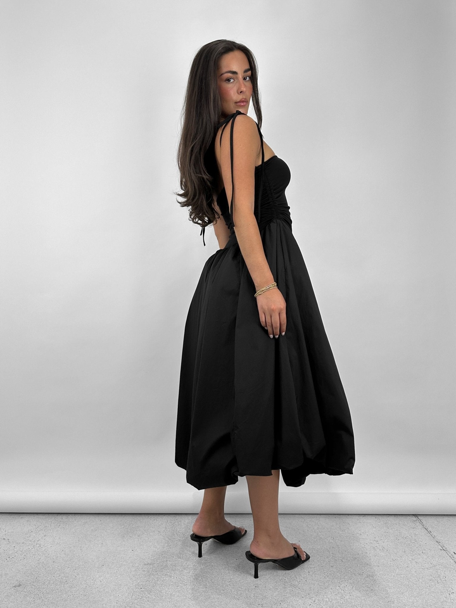 Drop Waist Bubble Hem Midi Dress - Vamp Official