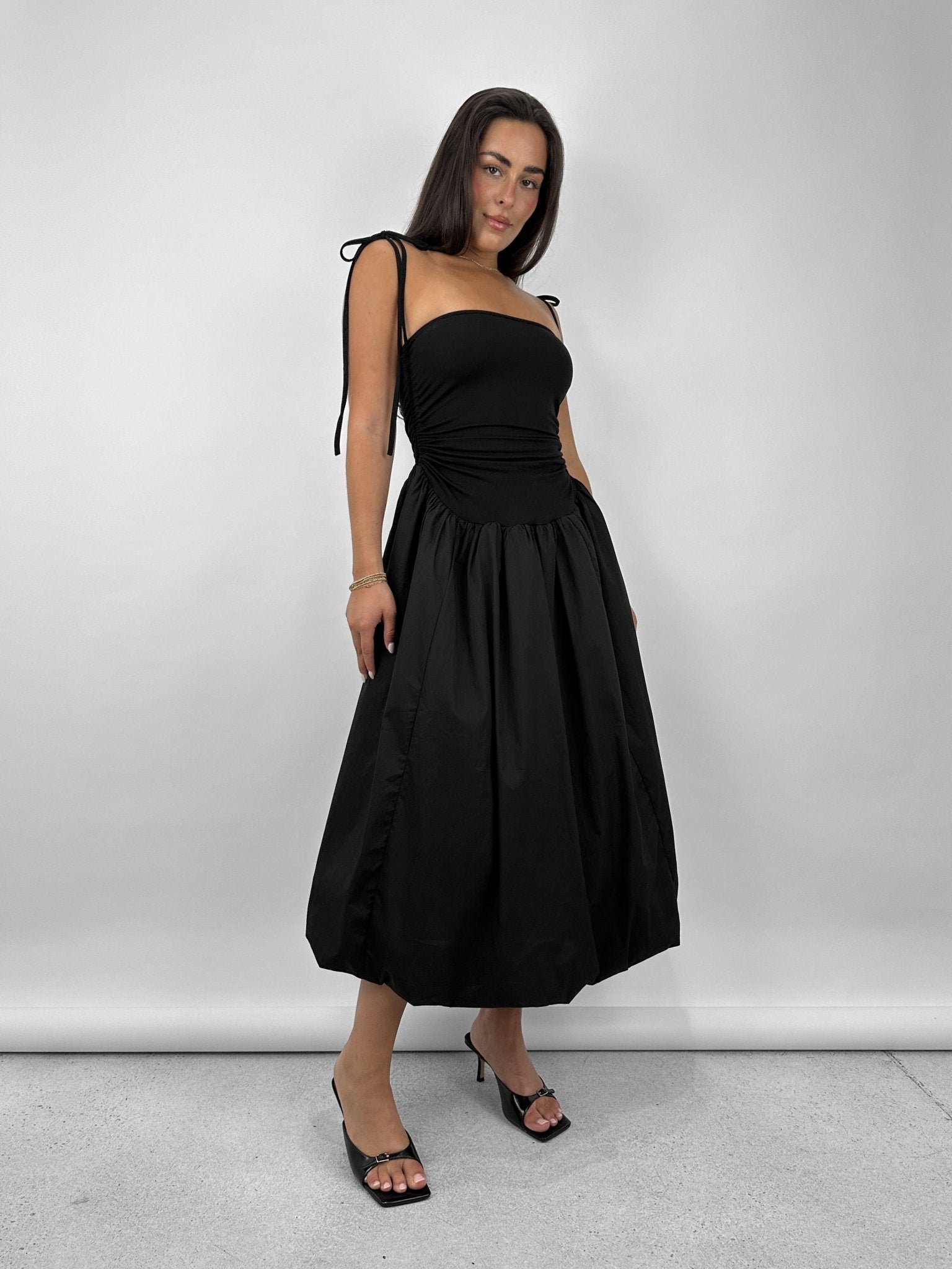 Drop Waist Bubble Hem Midi Dress - Vamp Official