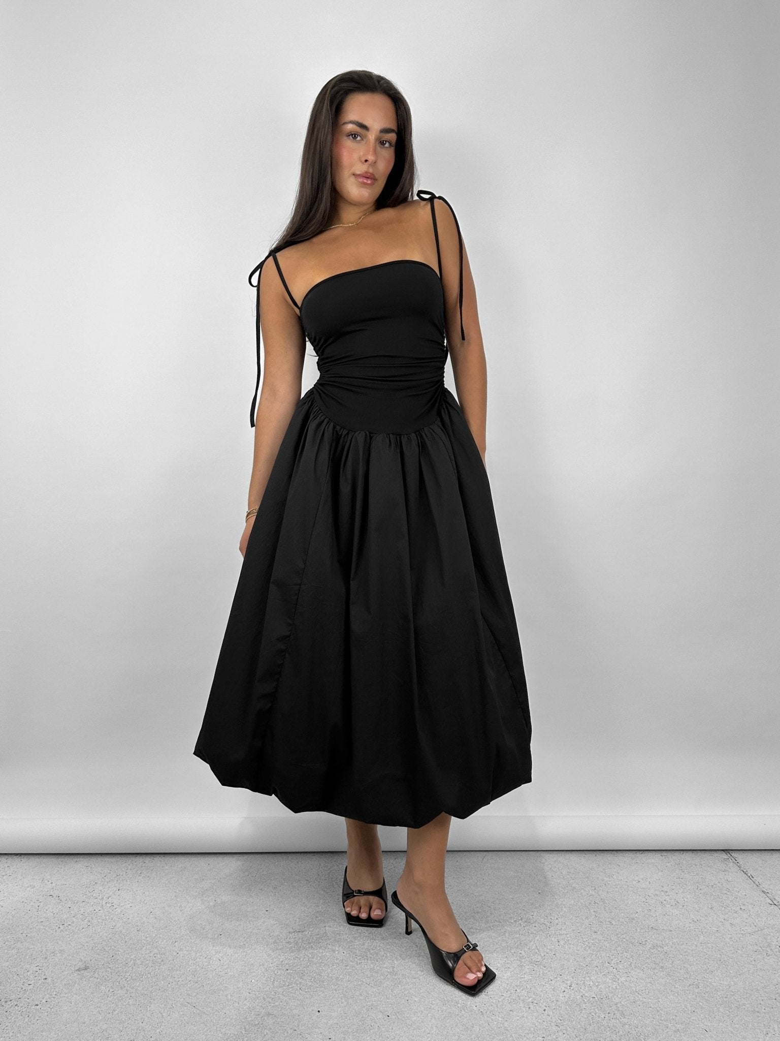 Drop Waist Bubble Hem Midi Dress - Vamp Official