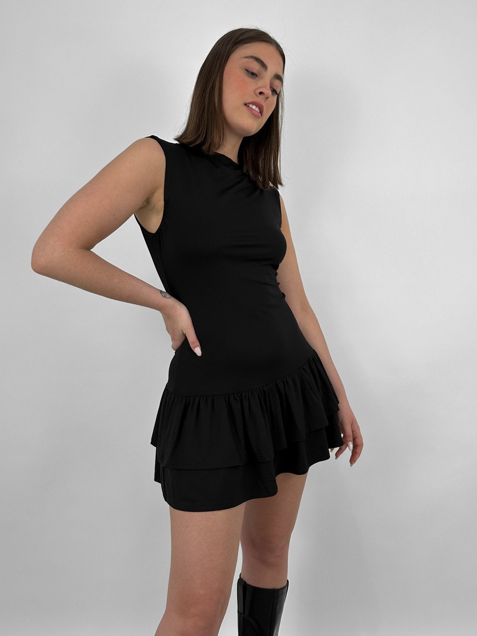 Drop Waist Ruffle Mini Dress - Vamp Official