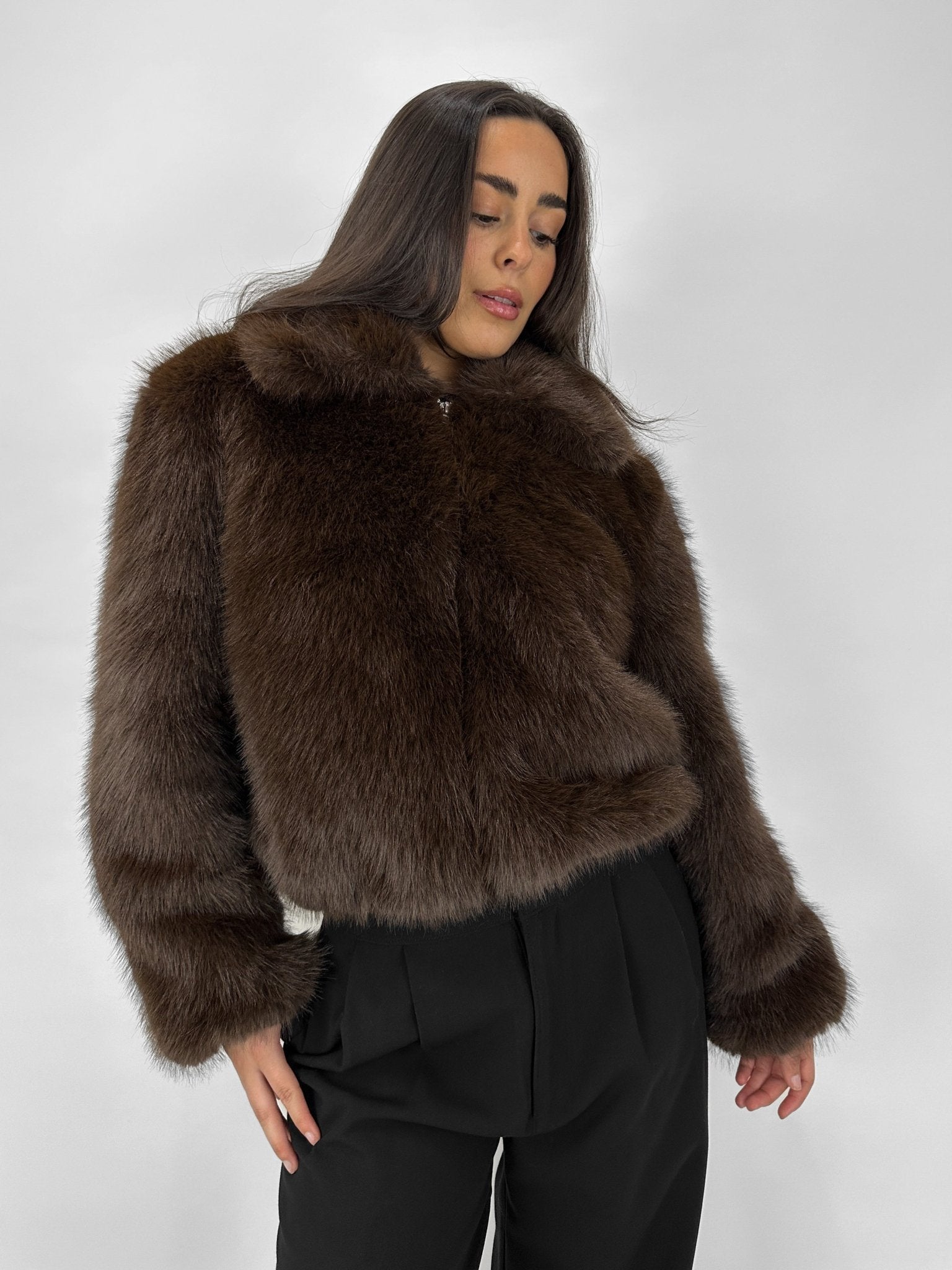 Faux Fur Collared Coat - Vamp Official