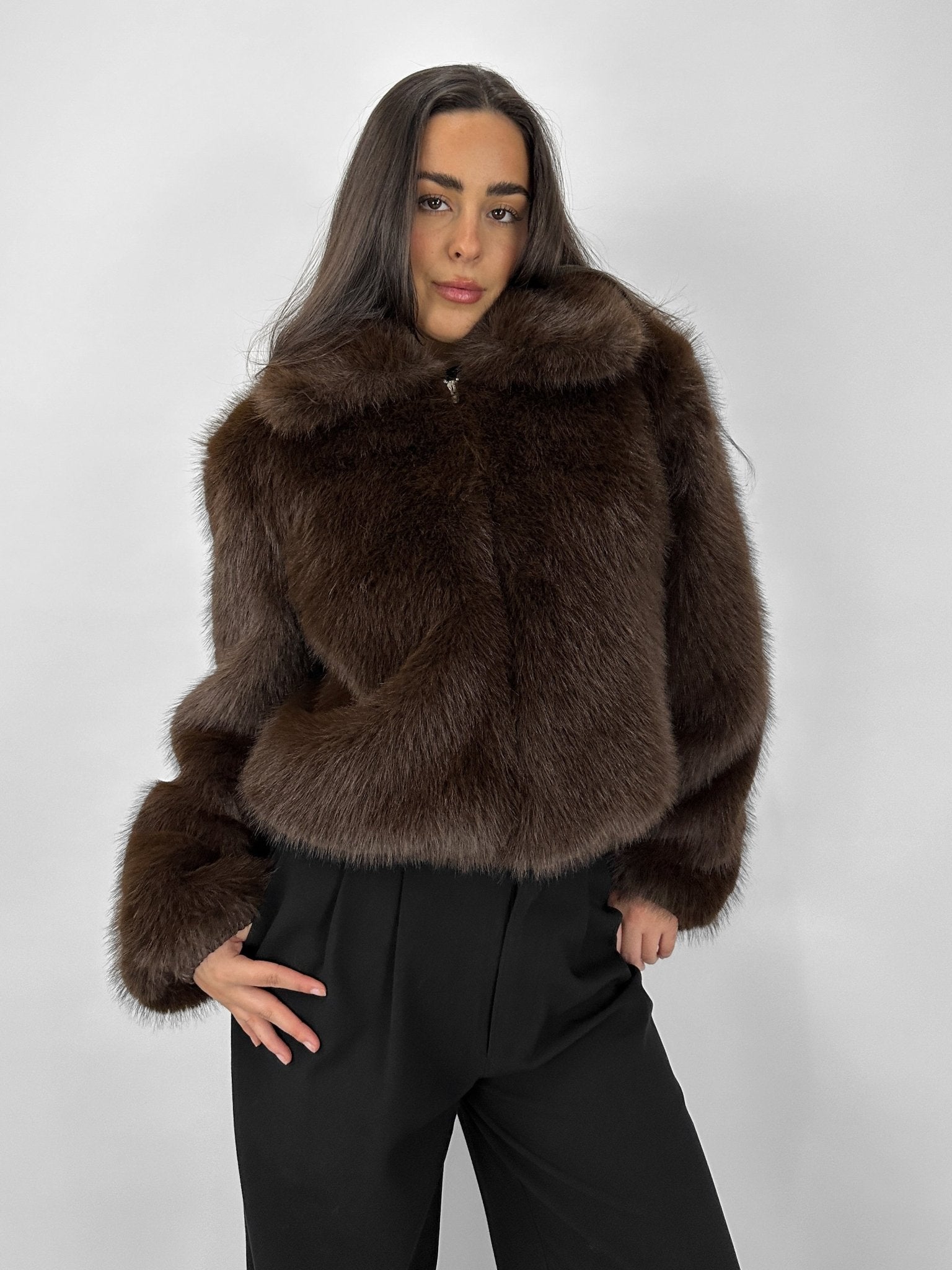 Faux Fur Collared Coat - Vamp Official