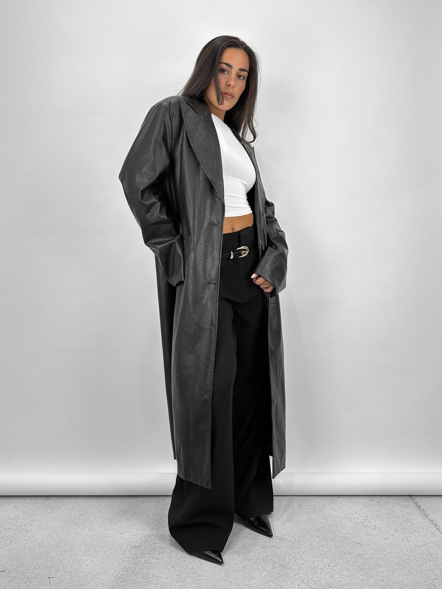 Faux Leather Trench Coat - Vamp Official