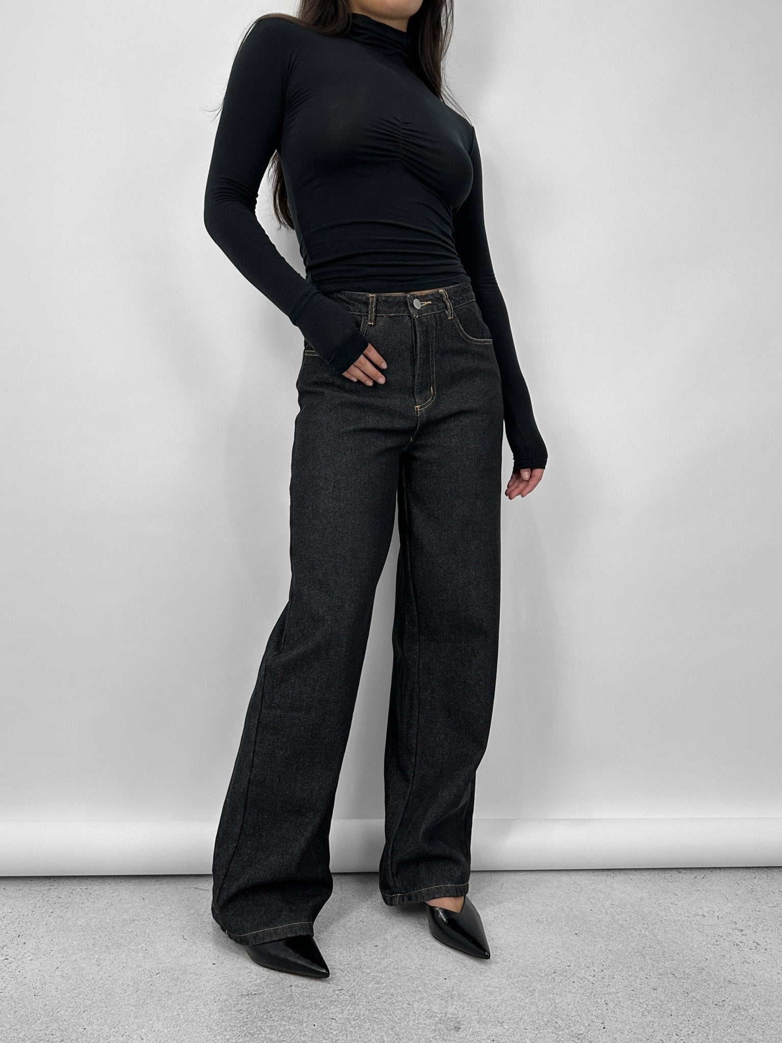 Fleece Lined Thermal Wide Leg Jeans - Vamp Official