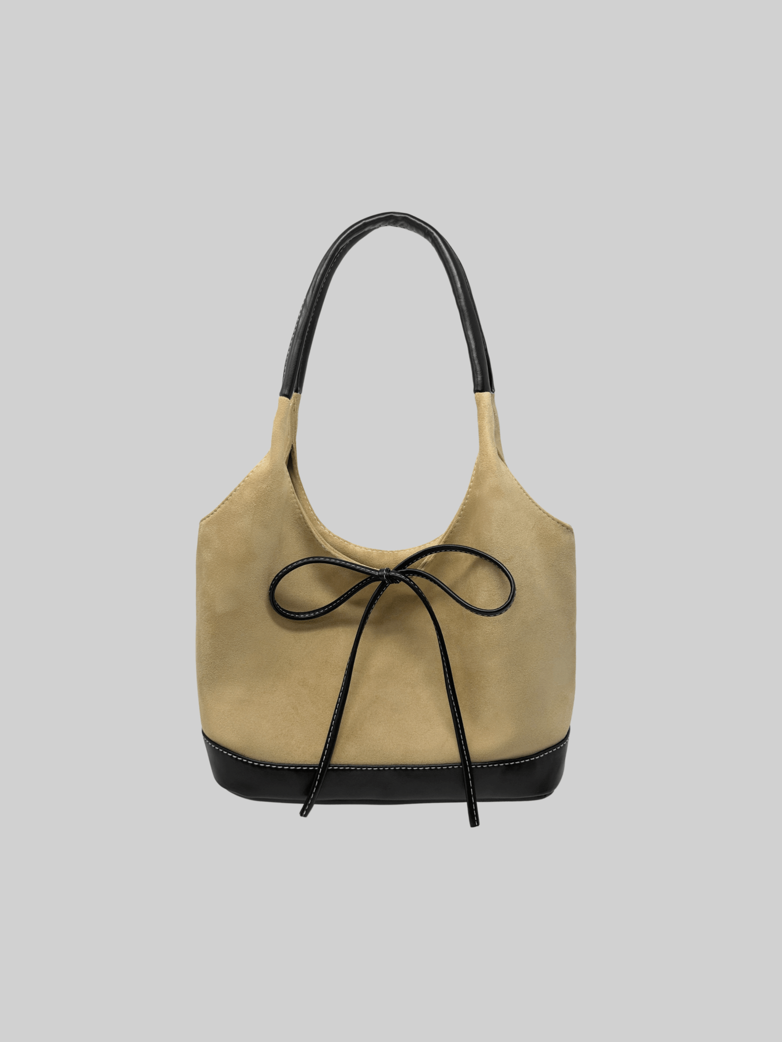 Gia Two Tone Suede Tote Bag With Bow - Vamp Official