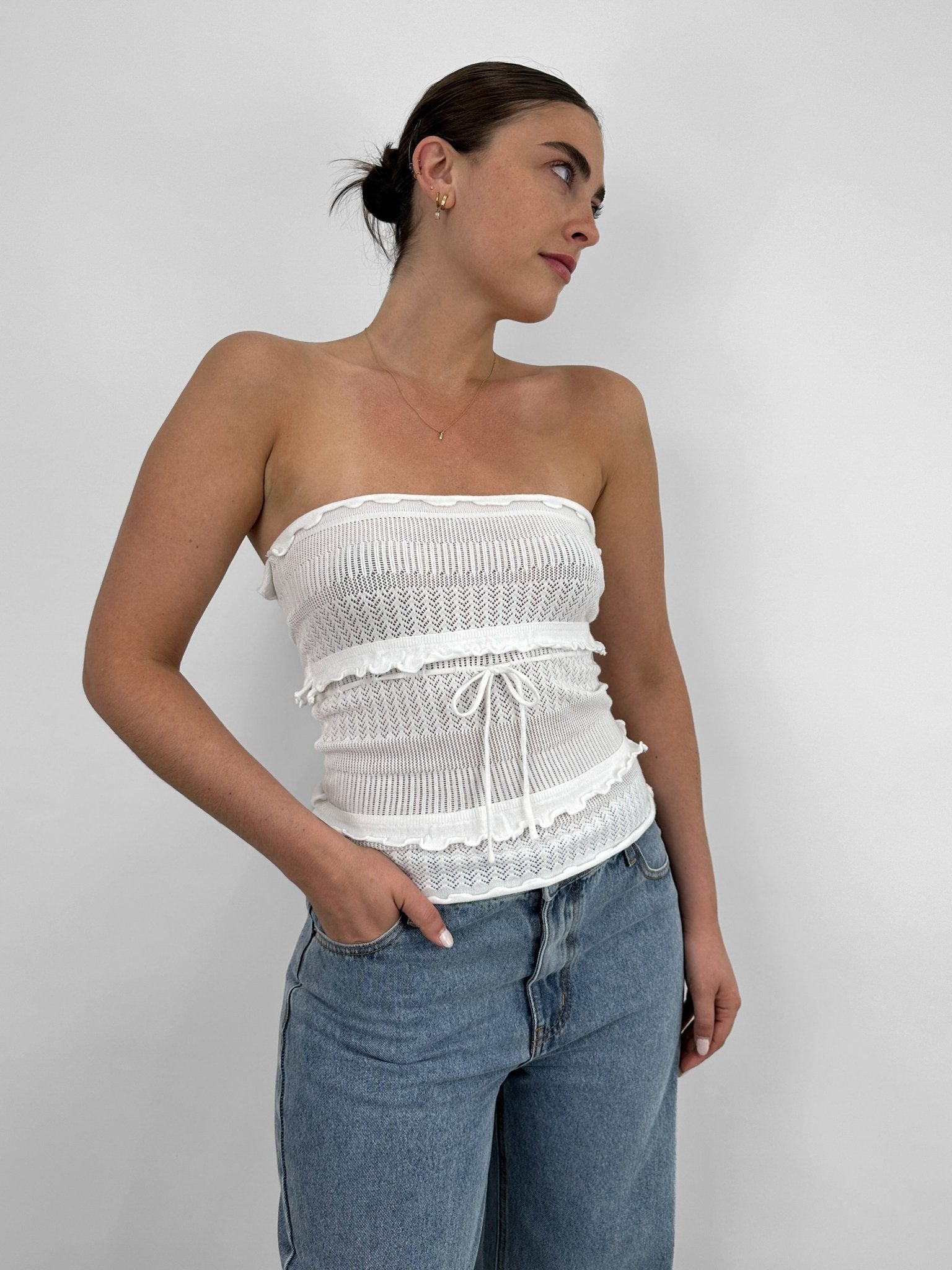 Knit Tiered Ruffle Tube Top - Vamp Official