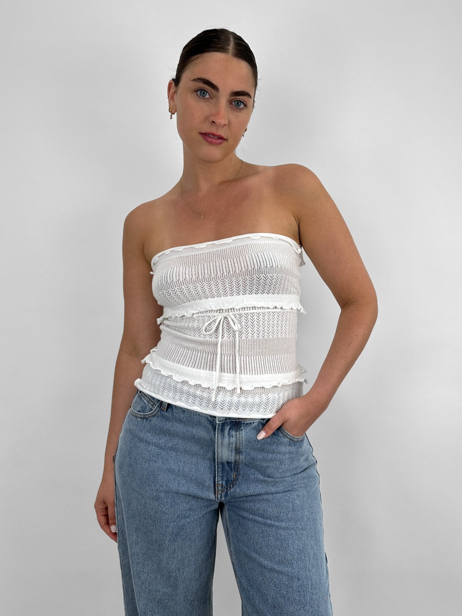 Knit Tiered Ruffle Tube Top - Vamp Official
