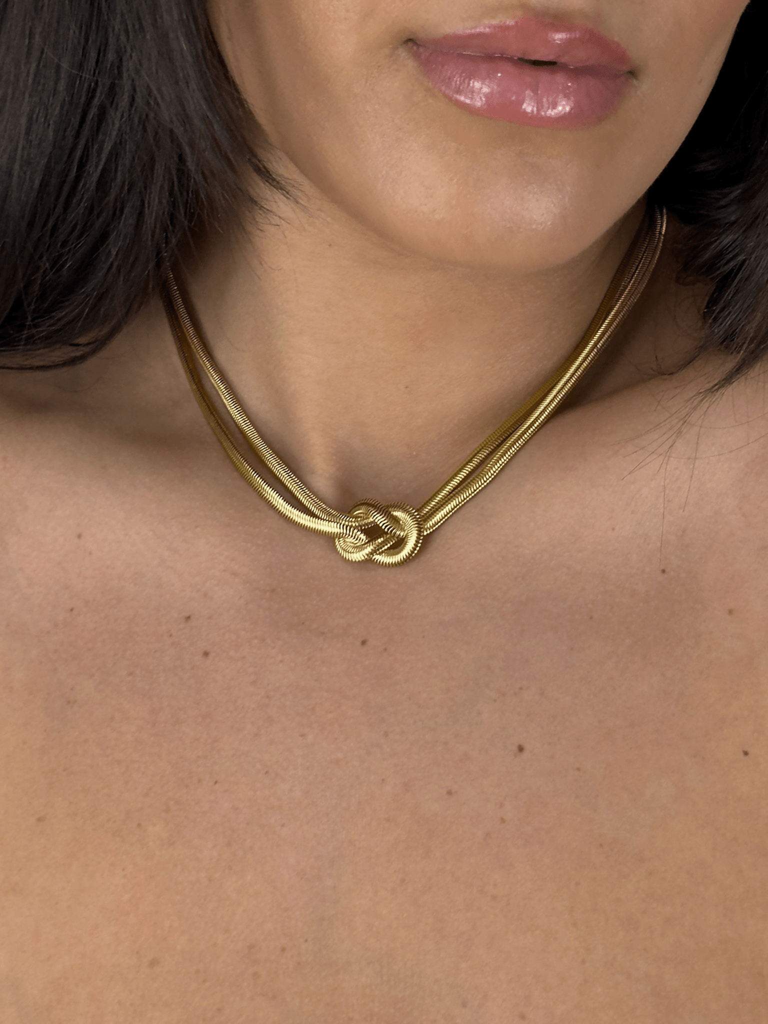 Knotted Double Rounded Snake Chain Necklace - Vamp Official