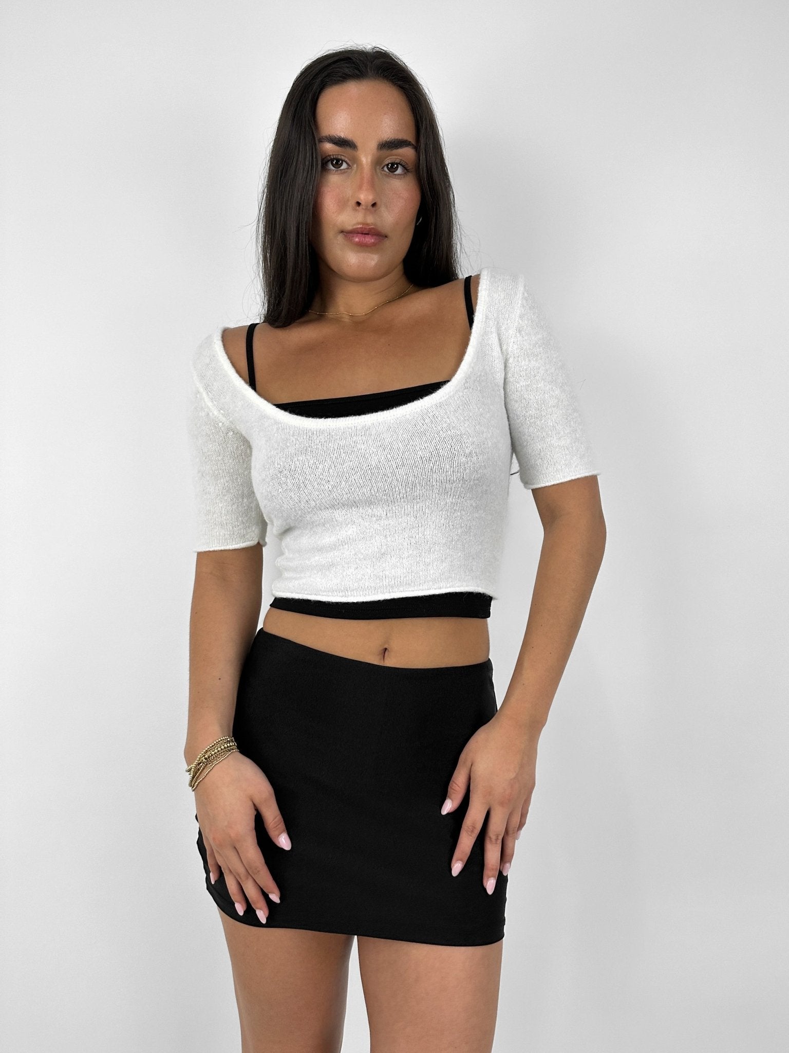 Layered Scoop Neck Knit Cami Top - Vamp Official