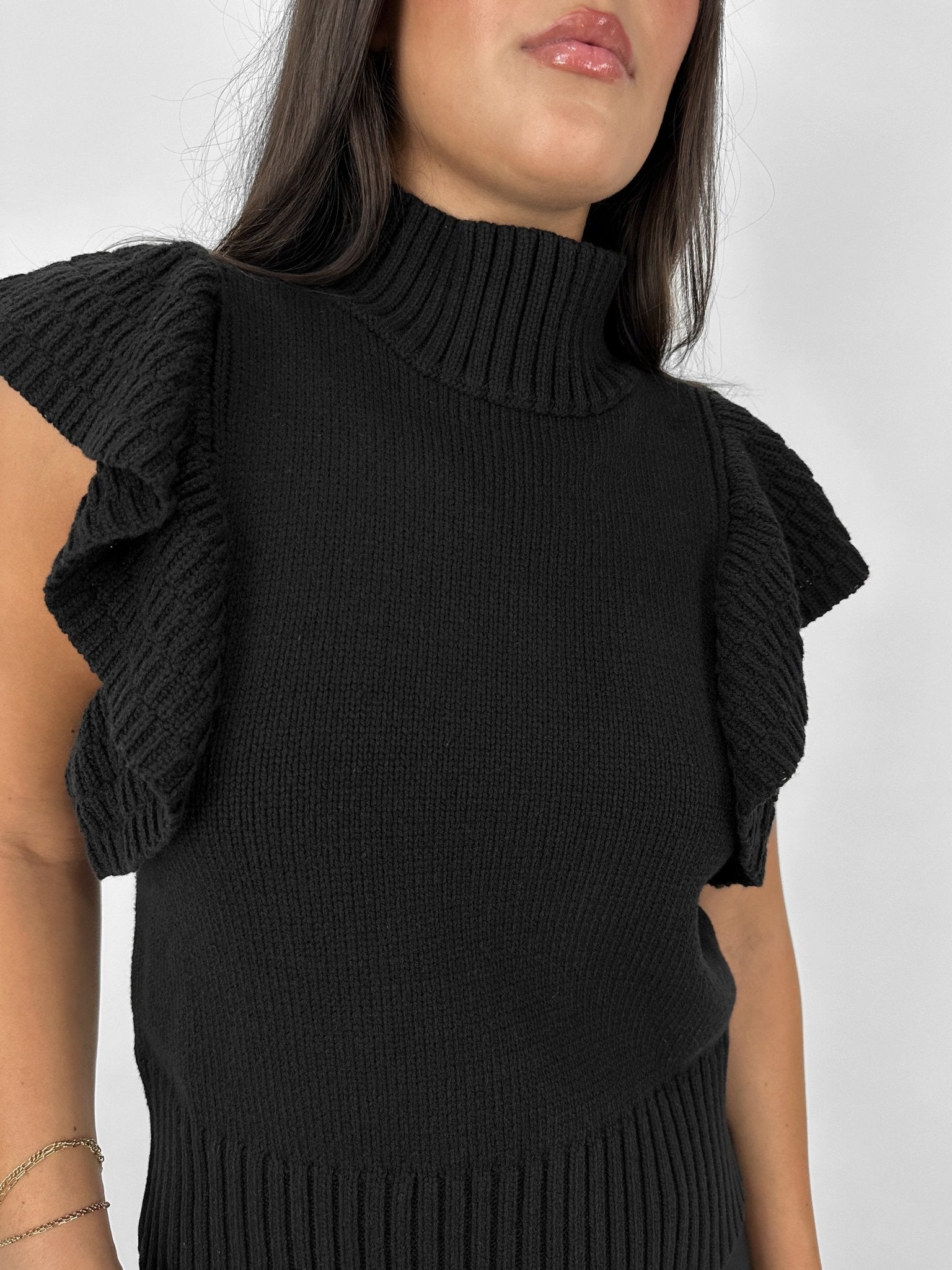 Mock Neck Flutter Sleeve Sweater - Vamp Official