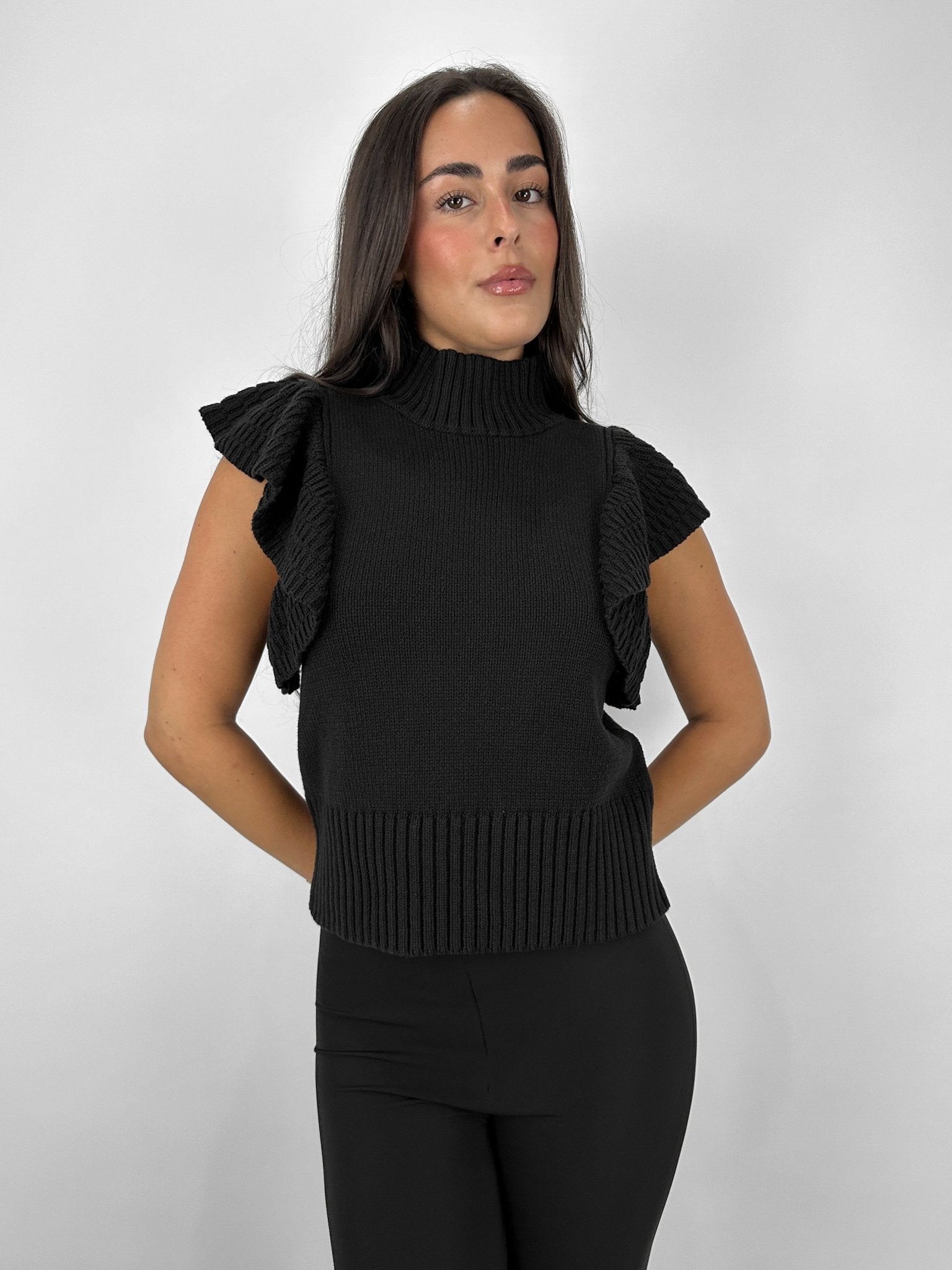 Mock Neck Flutter Sleeve Sweater - Vamp Official