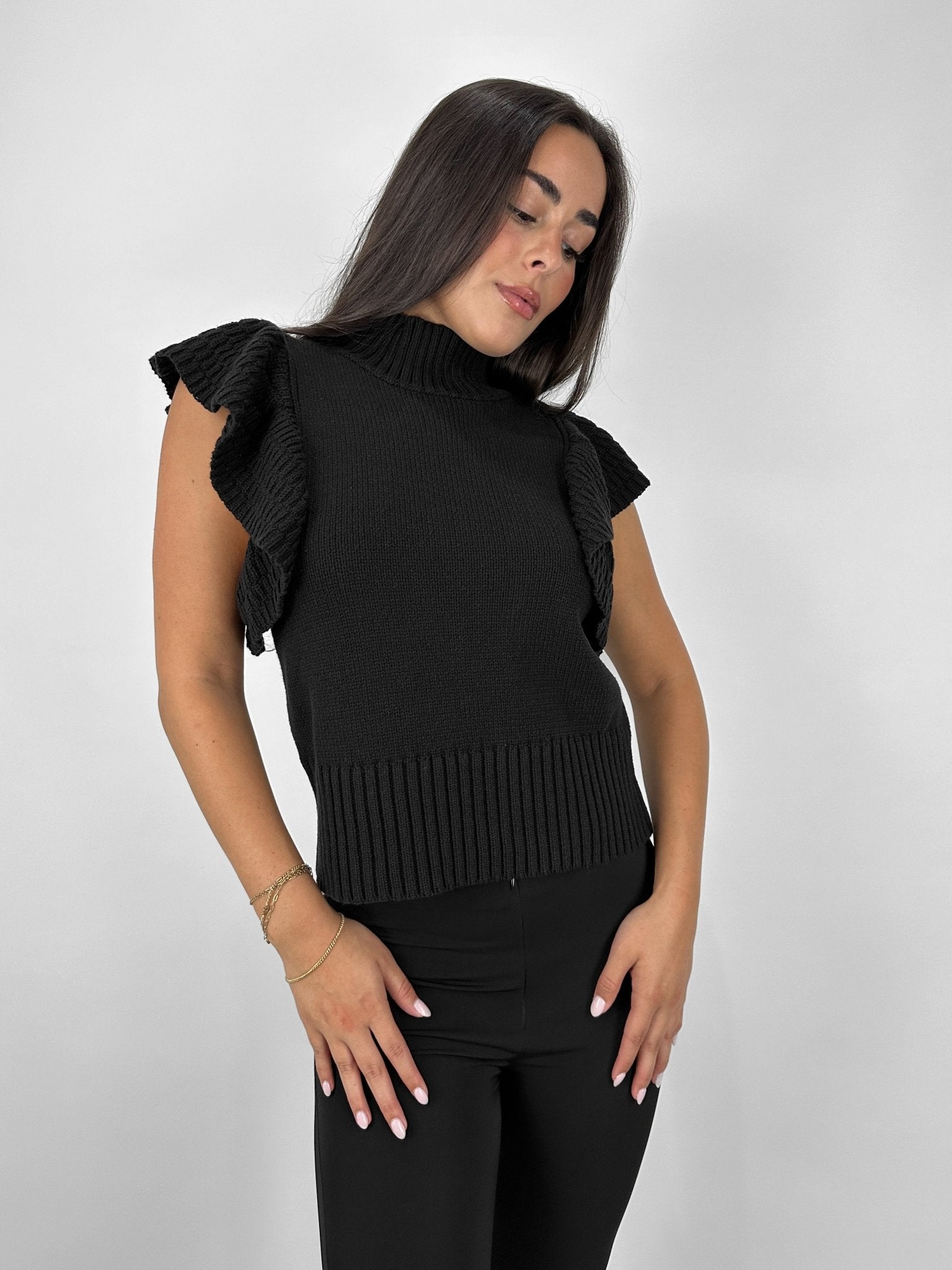 Mock Neck Flutter Sleeve Sweater - Vamp Official