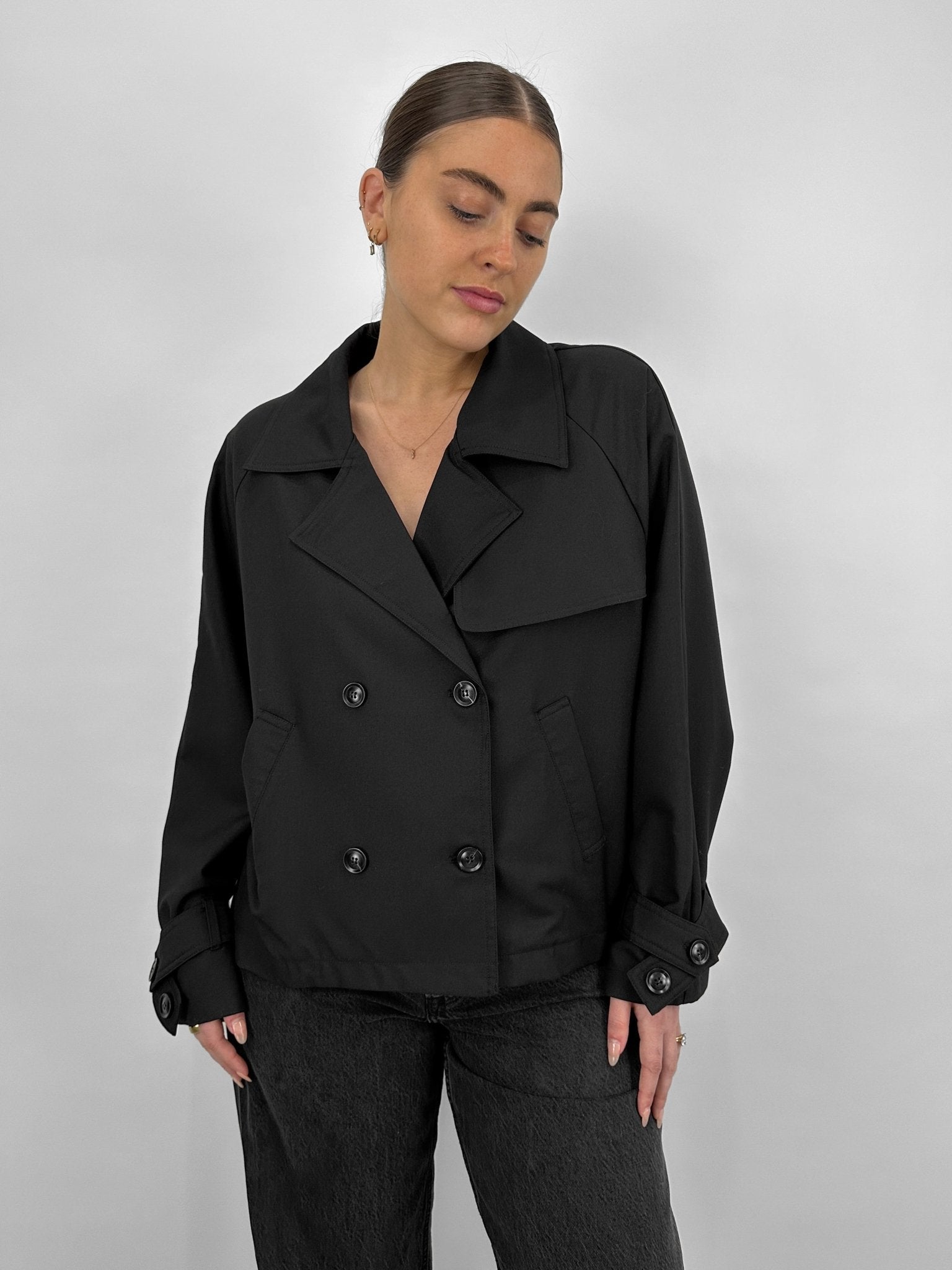 Monochrome Cropped Trench Coat - Vamp Official