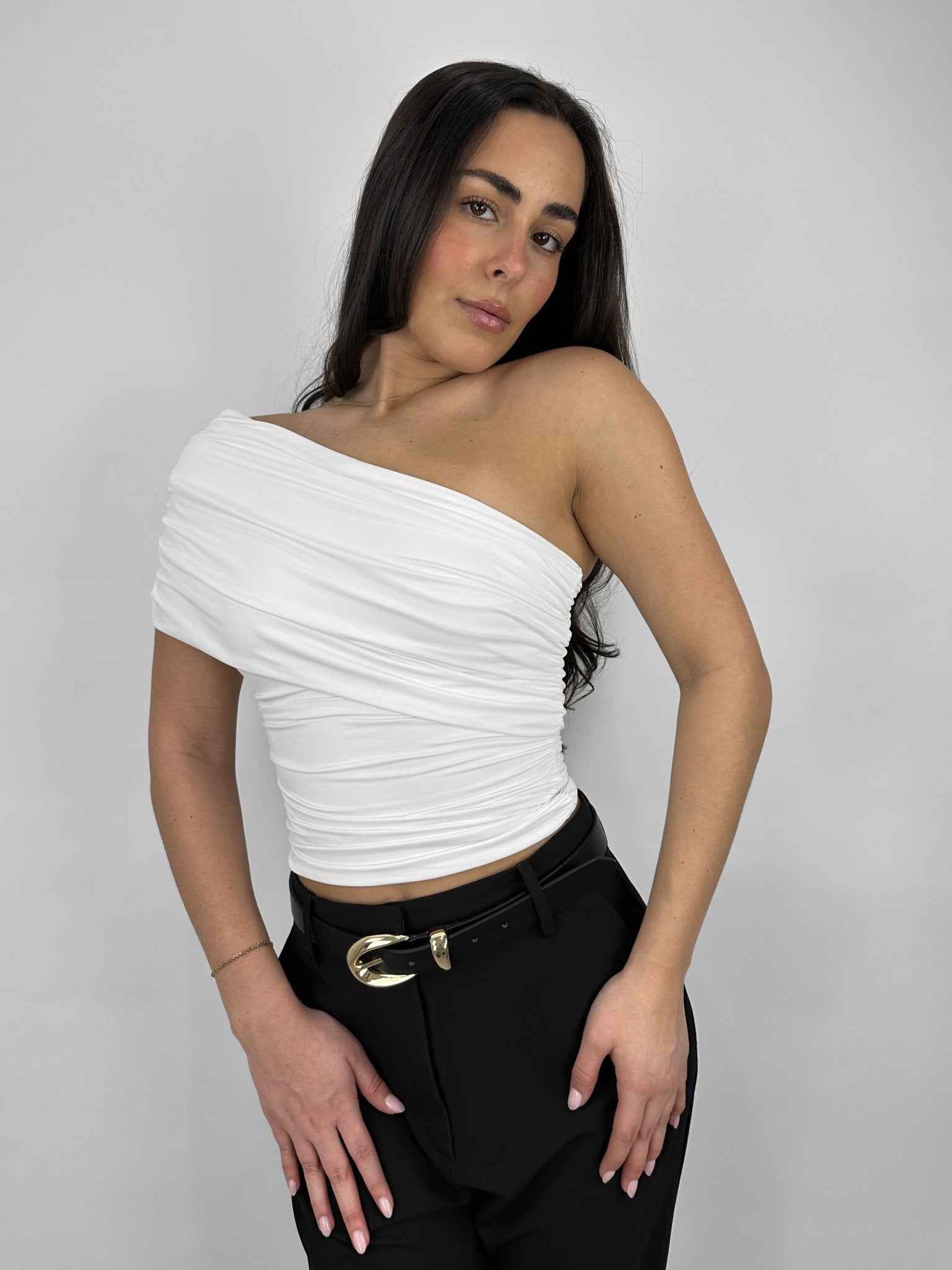 One Shoulder Ruched Top - Vamp Official