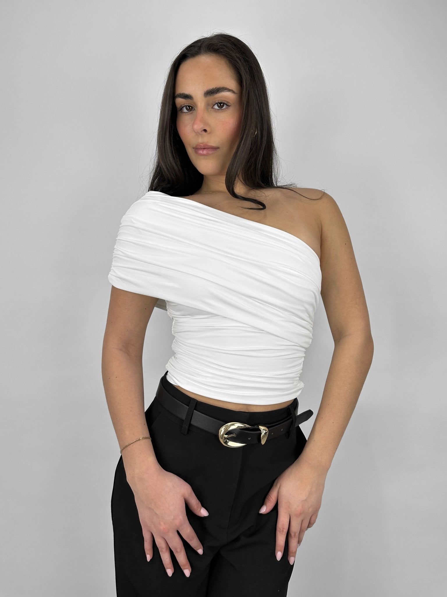 One Shoulder Ruched Top - Vamp Official