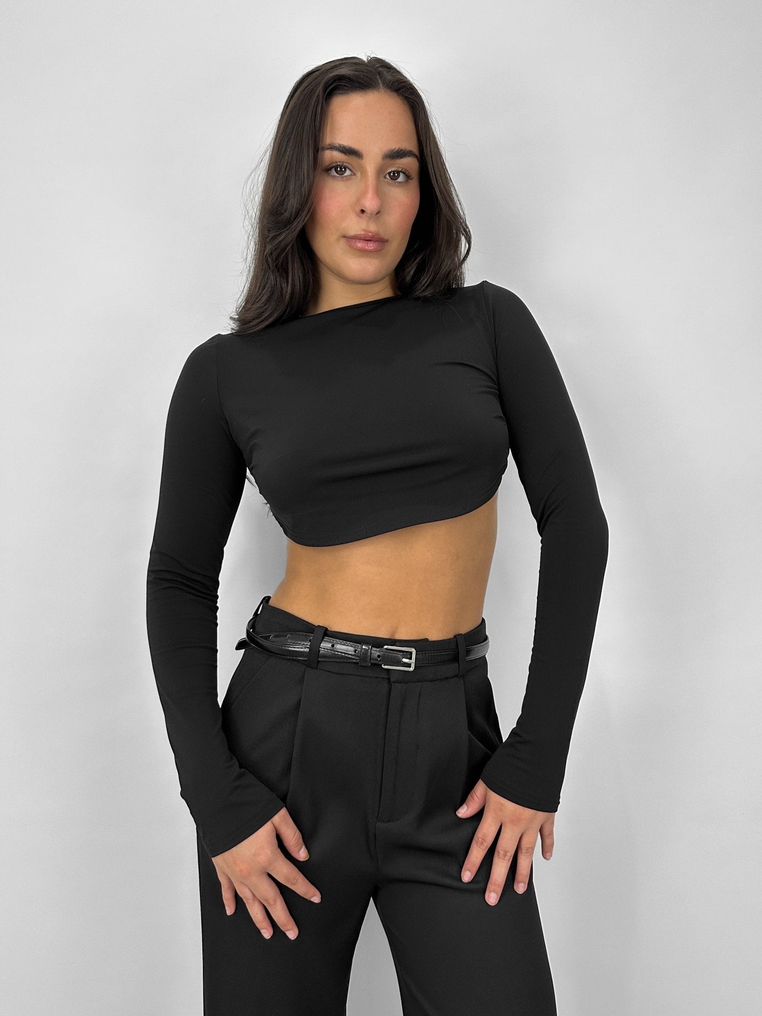 Open Back Cropped Long Sleeve - Vamp Official