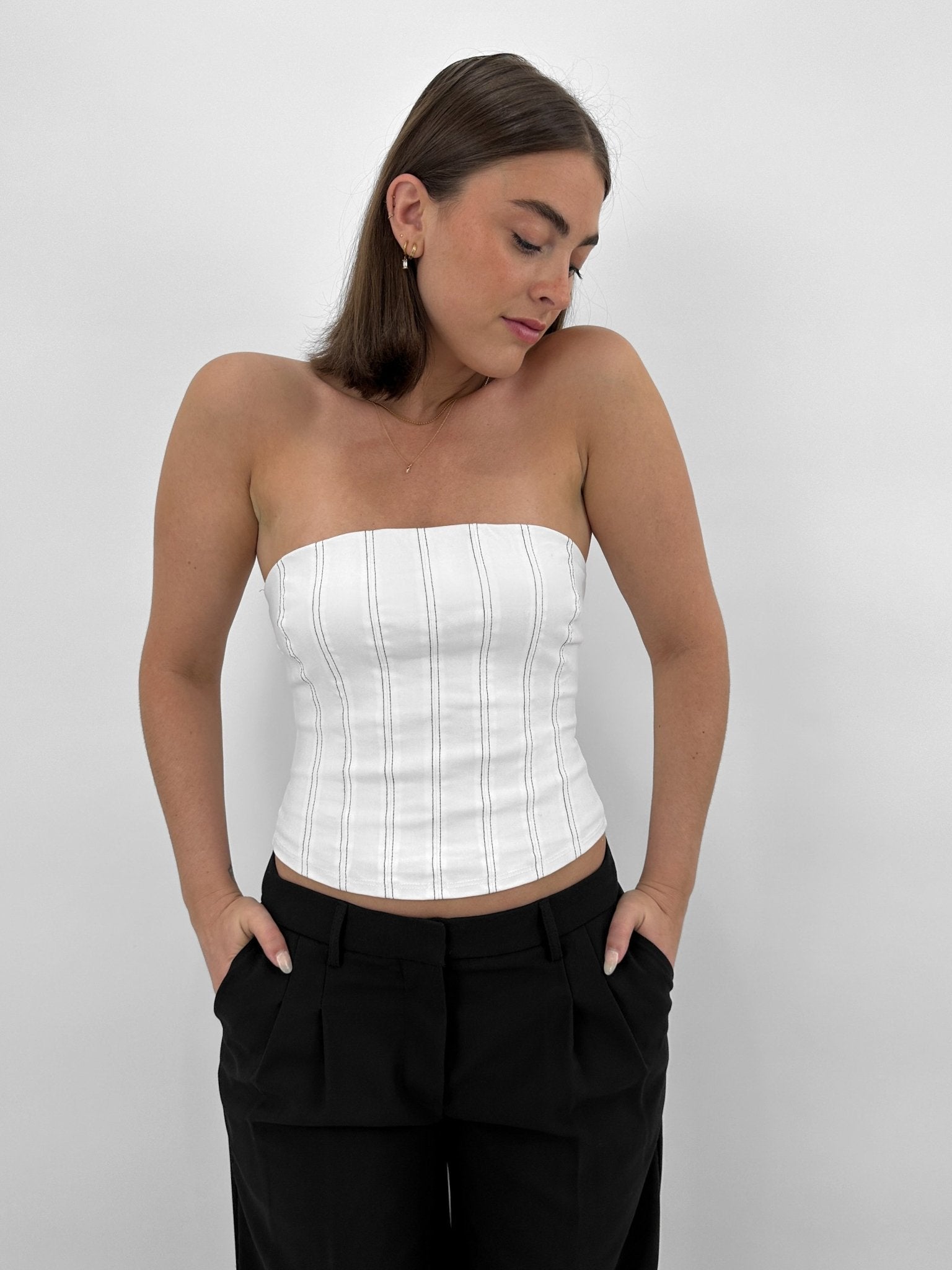 Pinstripe Structured Tube Top - Vamp Official