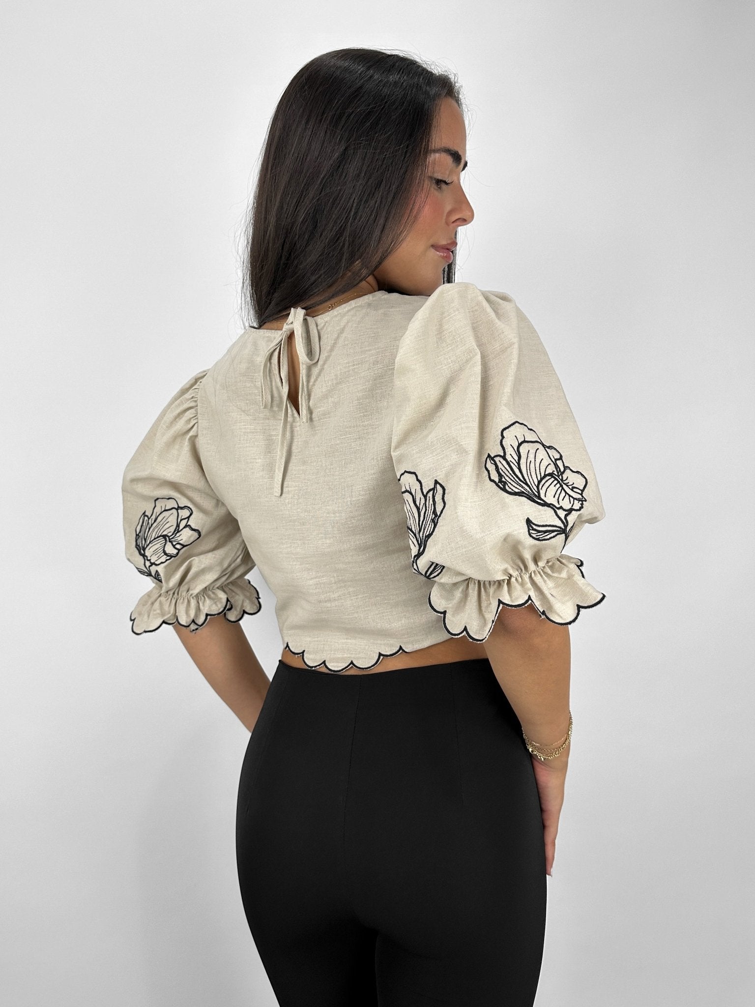 Puff Sleeve Rose Printed Top - Vamp Official