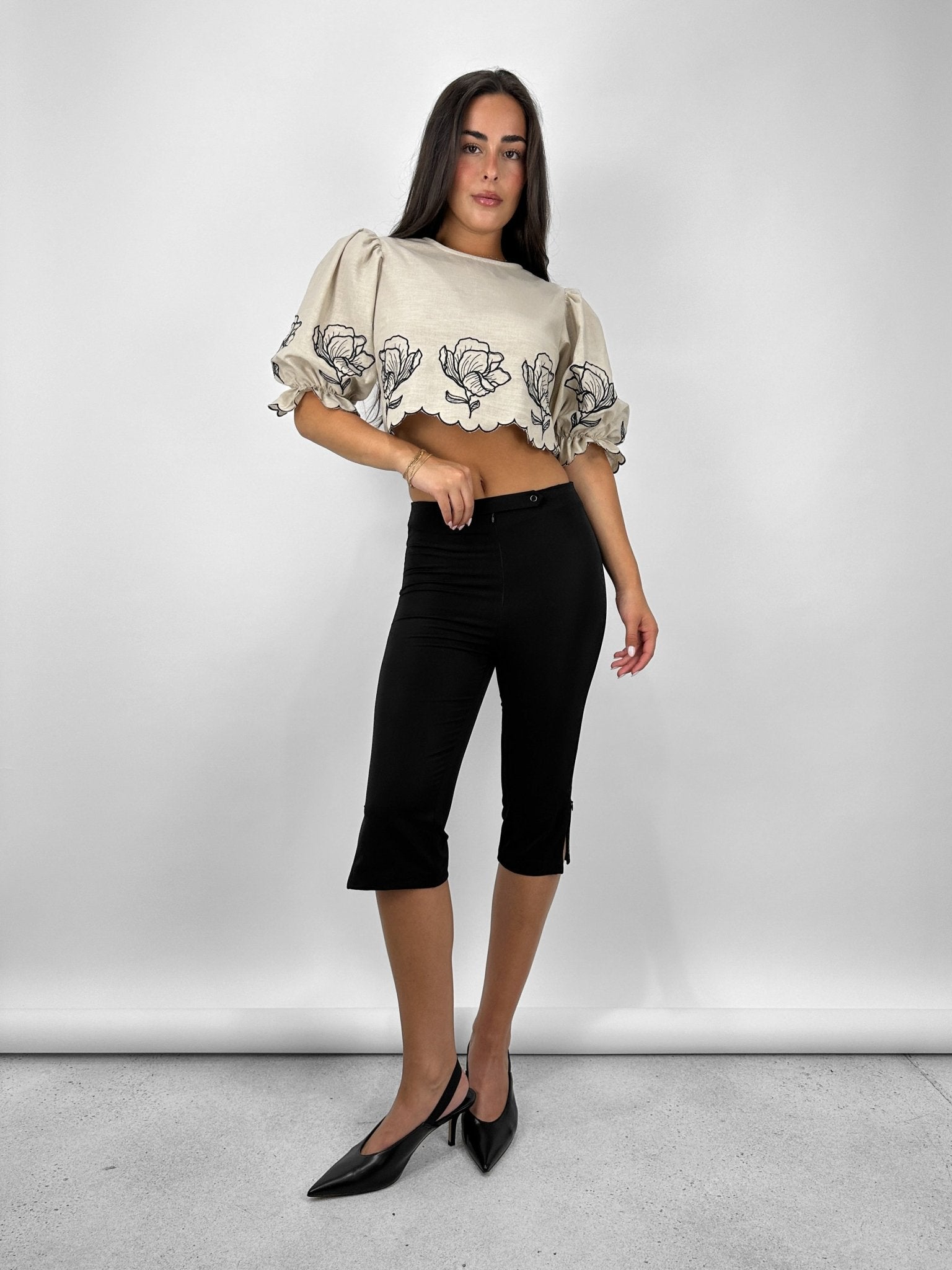 Puff Sleeve Rose Printed Top - Vamp Official