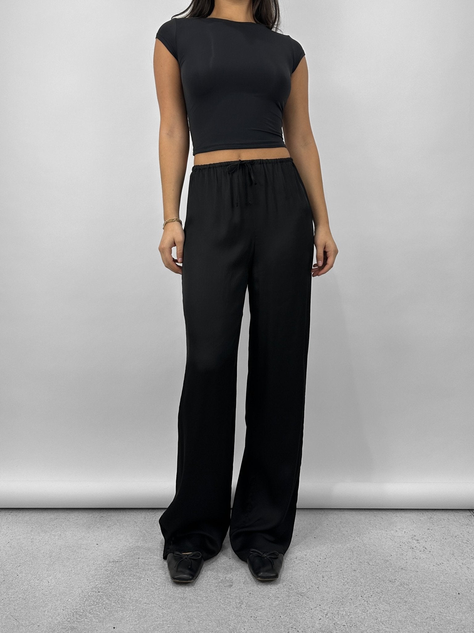 Relaxed Satin Drawstring Pants - Vamp Official