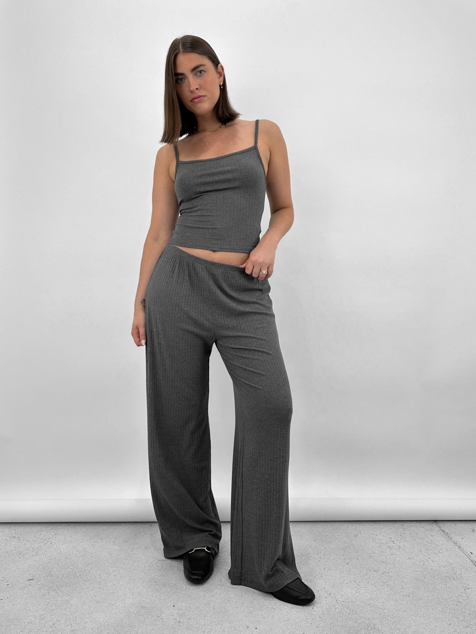 Ribbed Wide Leg Pants - Vamp Official