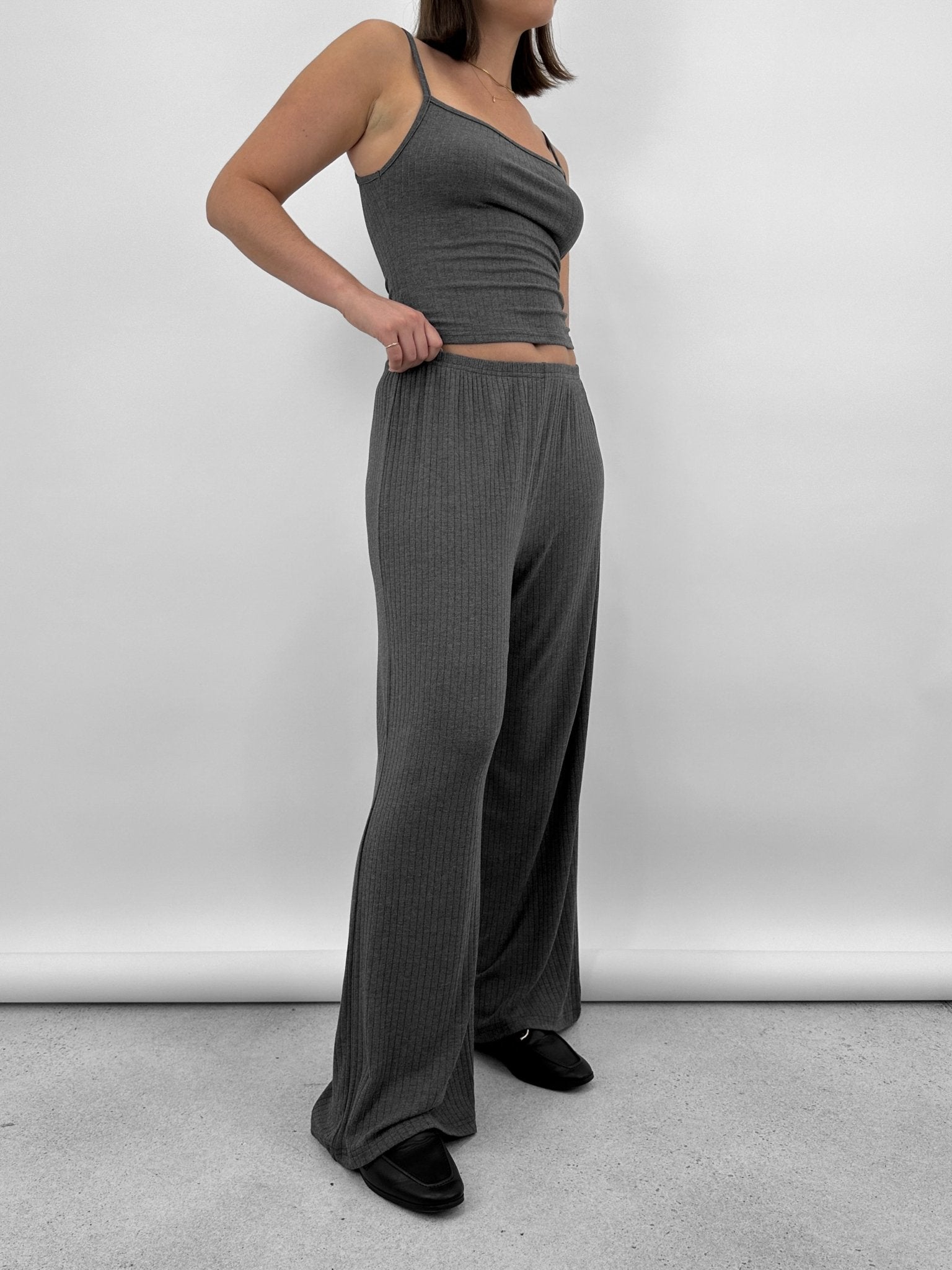 Ribbed Wide Leg Pants - Vamp Official