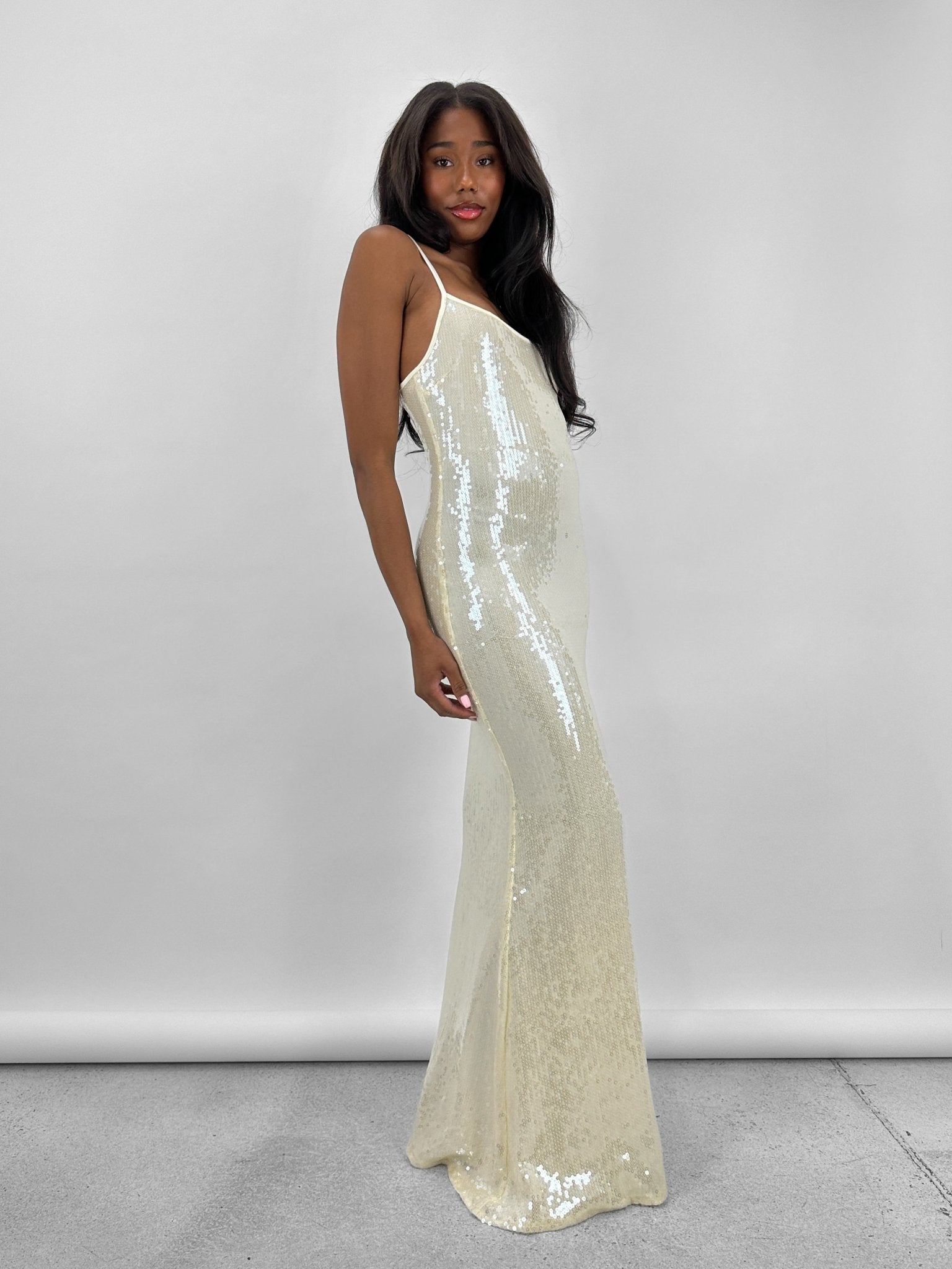 Sequin Scoop Neck Maxi Dress - Vamp Official