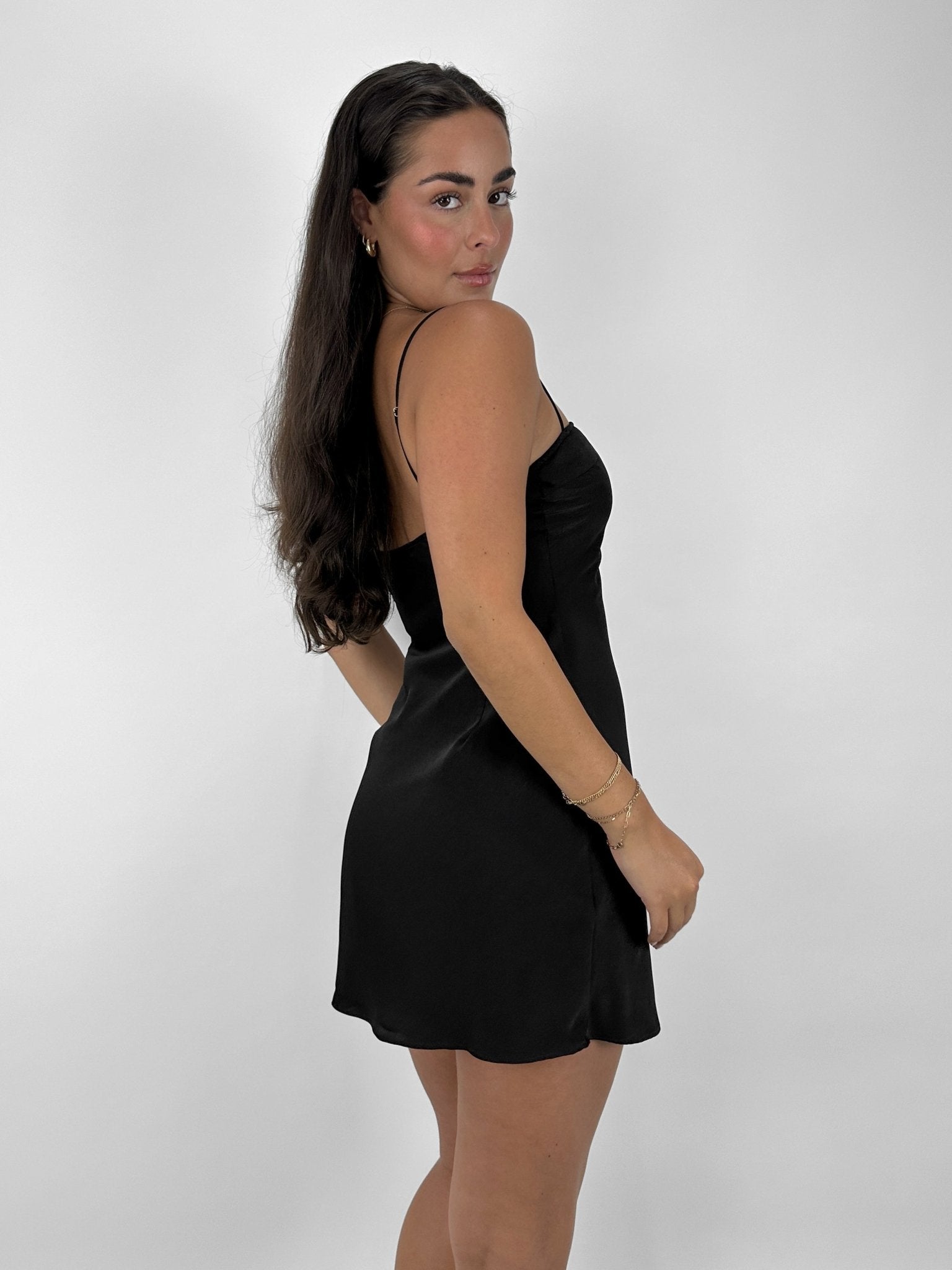 Square Neck Satin Mini Dress - Vamp Official