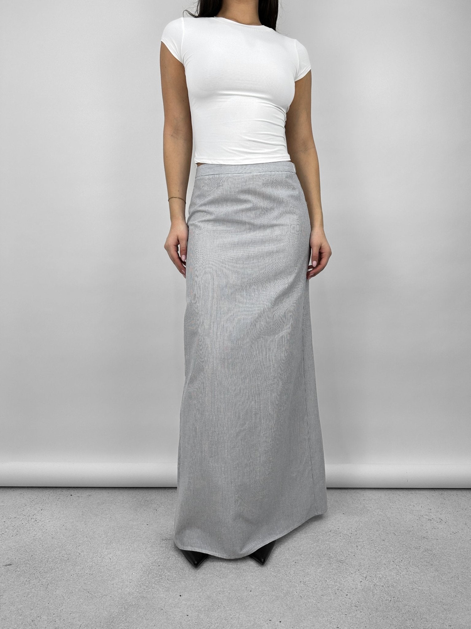 Striped High Rise Maxi Skirt - Vamp Official