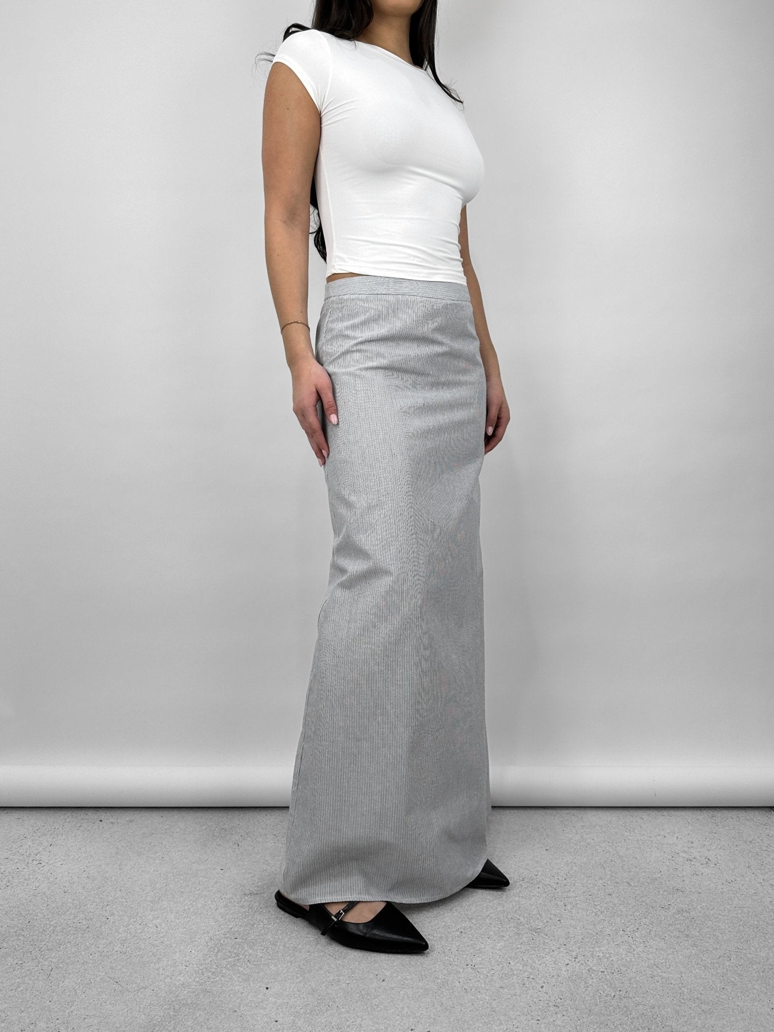 Striped High Rise Maxi Skirt - Vamp Official