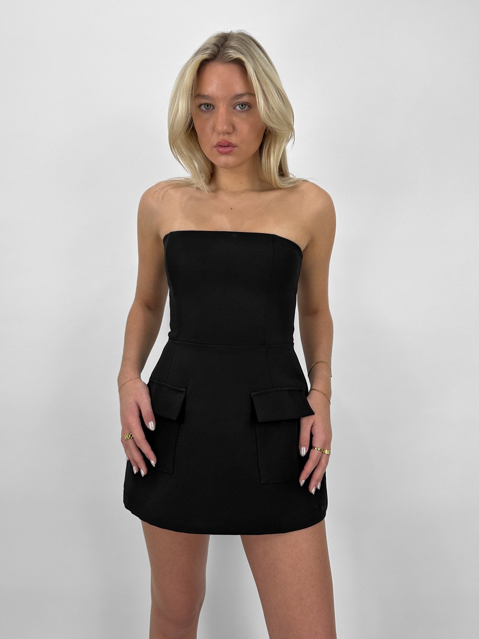 Tube Top Mini Dress With Pockets - Vamp Official