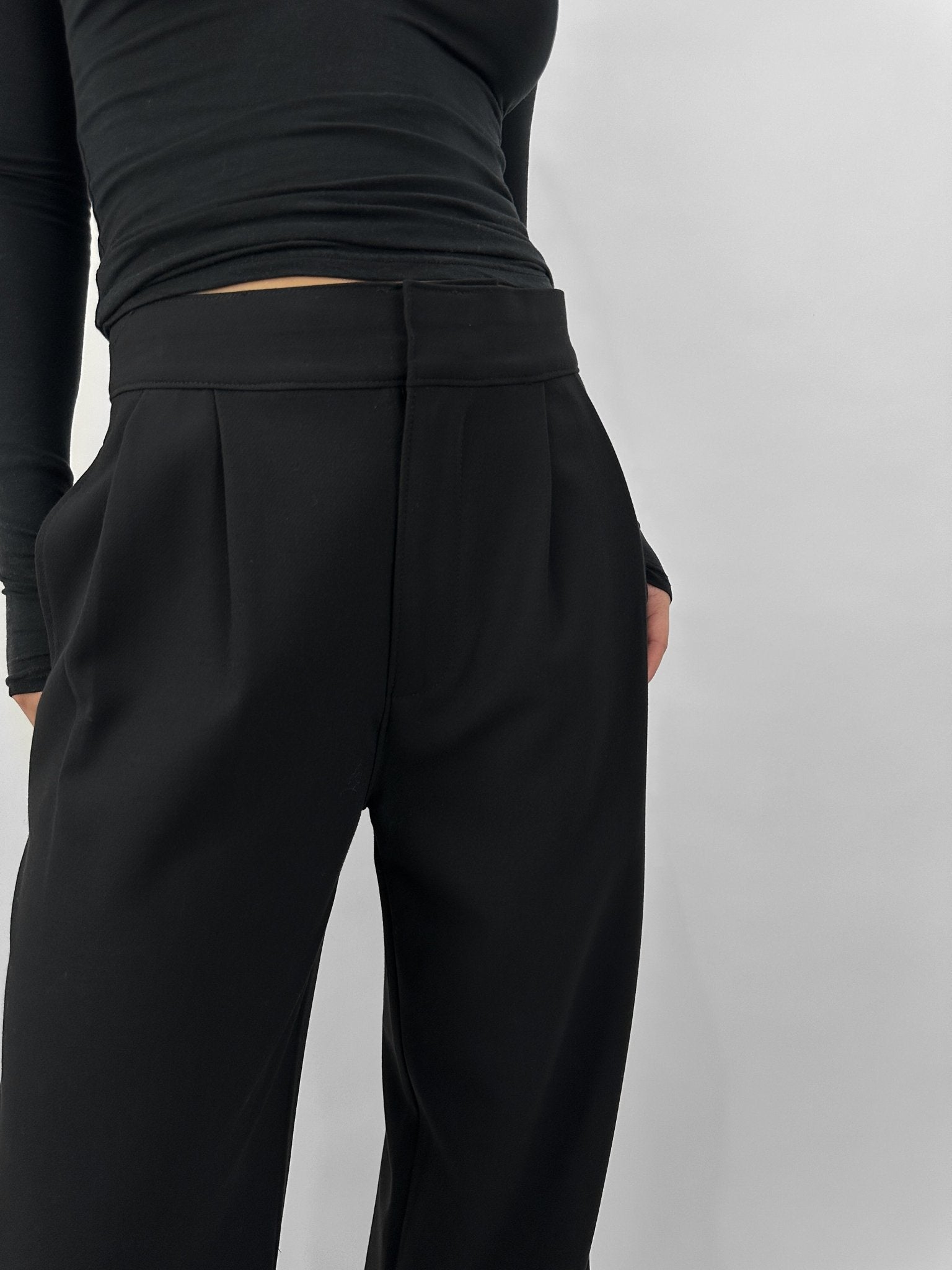 Wide Leg Pleated Trousers - Vamp Official