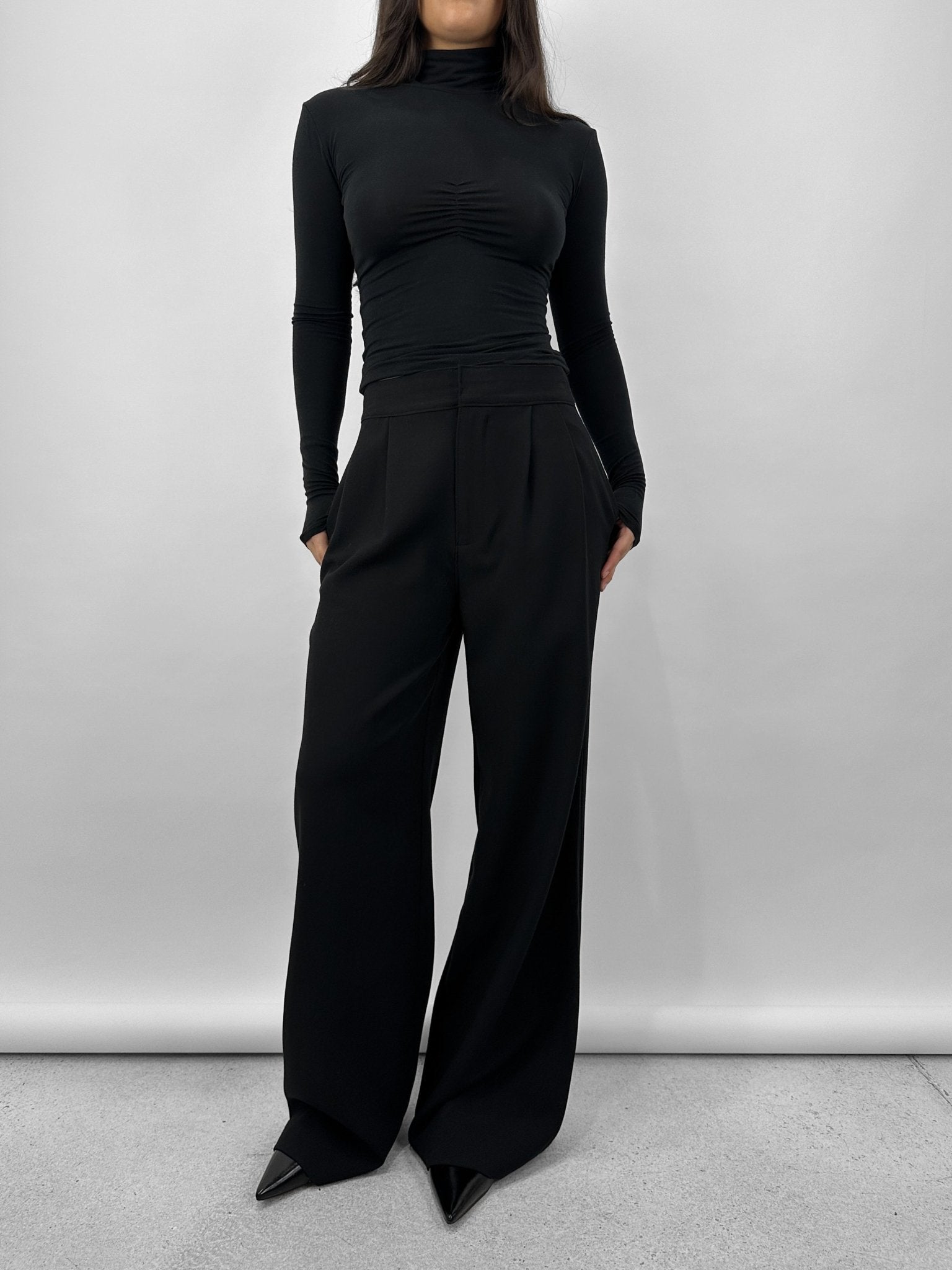 Wide Leg Pleated Trousers - Vamp Official