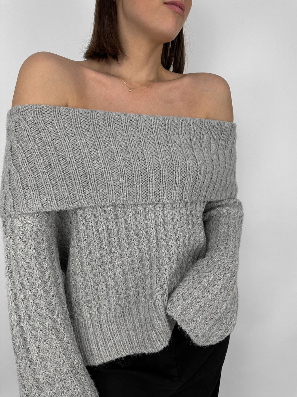 Chunky Off The Shoulder Knit Sweater Vamp Official