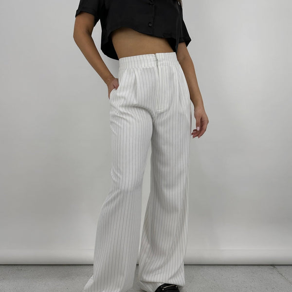 Saint Laurent Pinstripe high-waisted Trousers - Farfetch